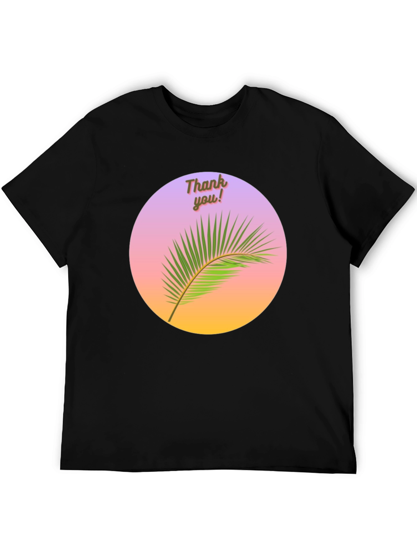 Thank You Palm Graphic Tee - Black Cotton T-Shirt