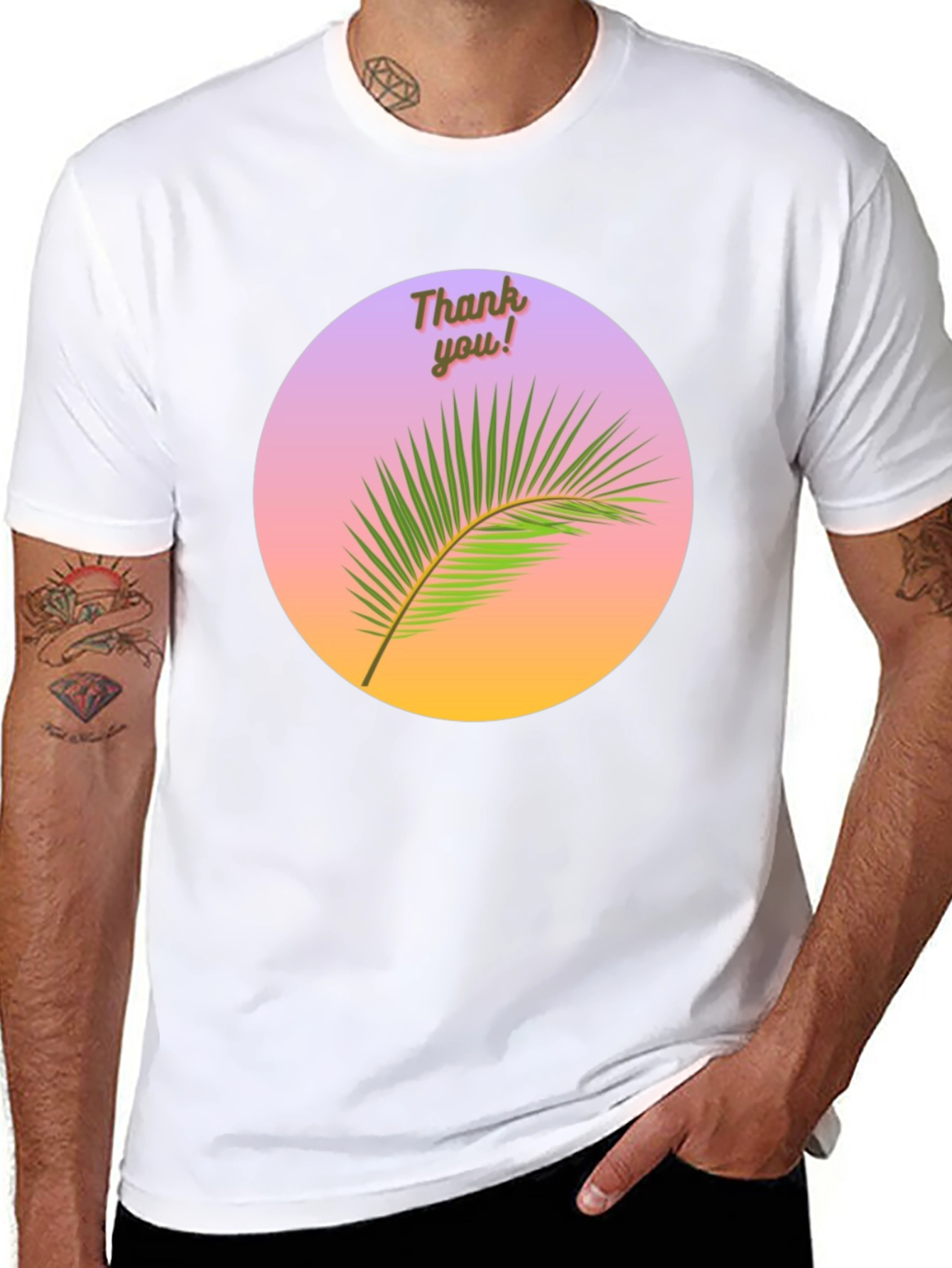 Thank You Palm Graphic Tee - Black Cotton T-Shirt