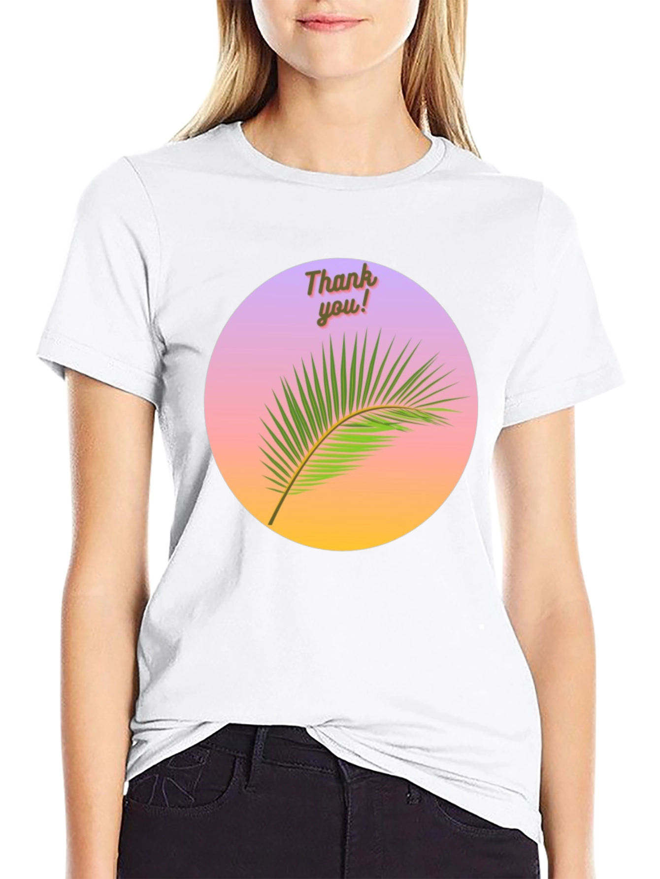 Thank You Palm Graphic Tee - Black Cotton T-Shirt