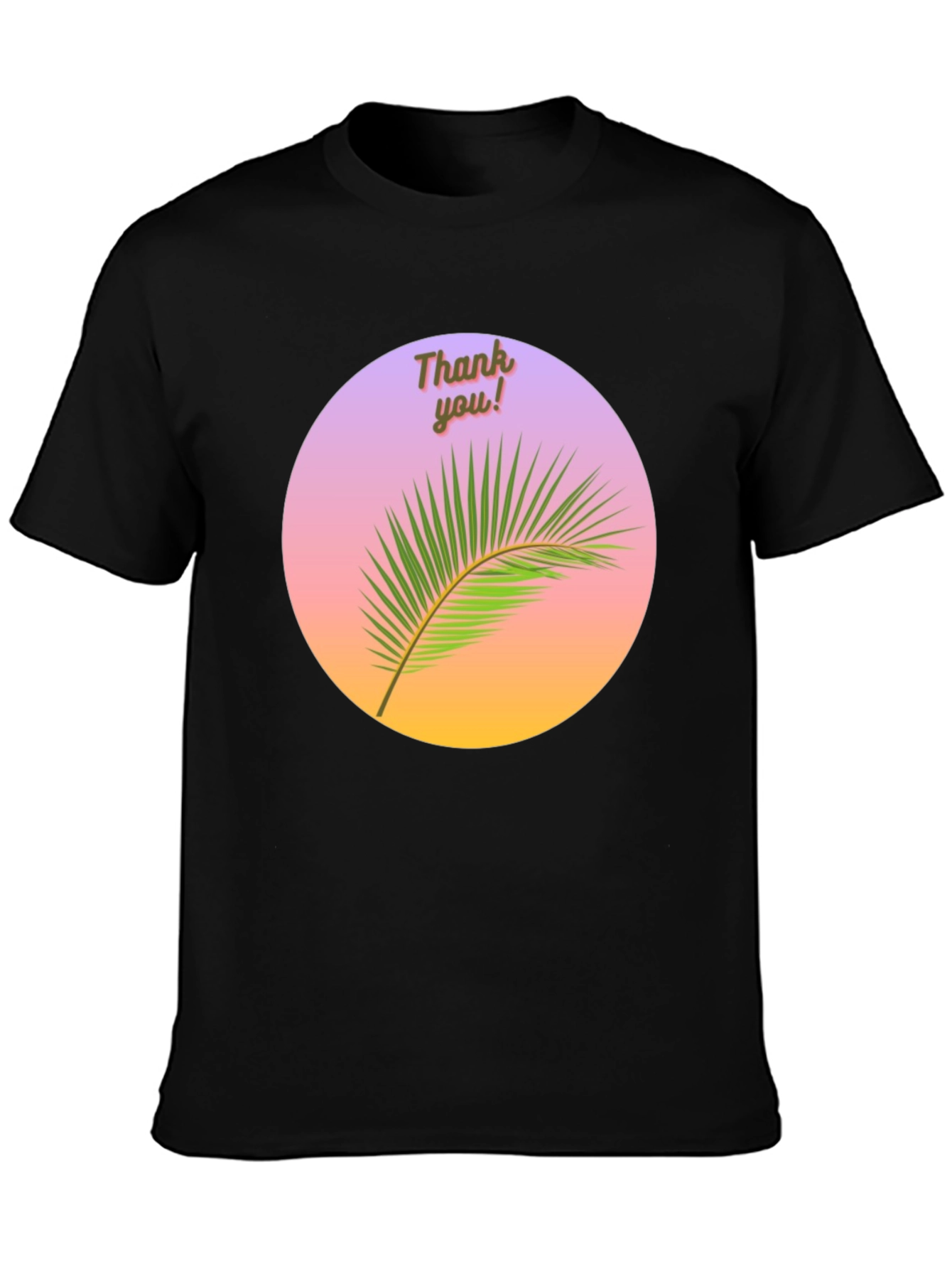 Thank You Palm Graphic Tee - Black Cotton T-Shirt