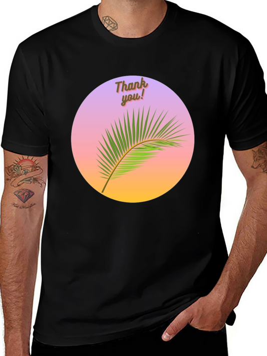 Thank You Palm Graphic Tee - Black Cotton T-Shirt