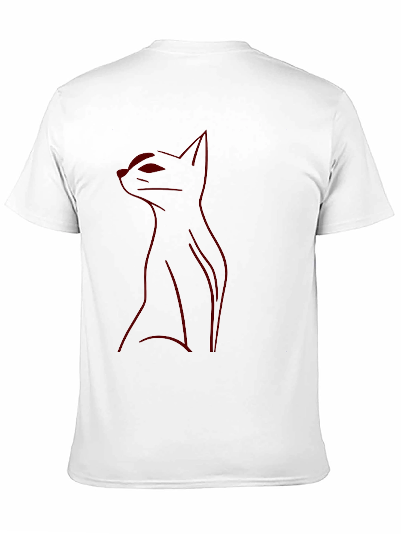 Mens Black T-Shirt with Red Cat Outline