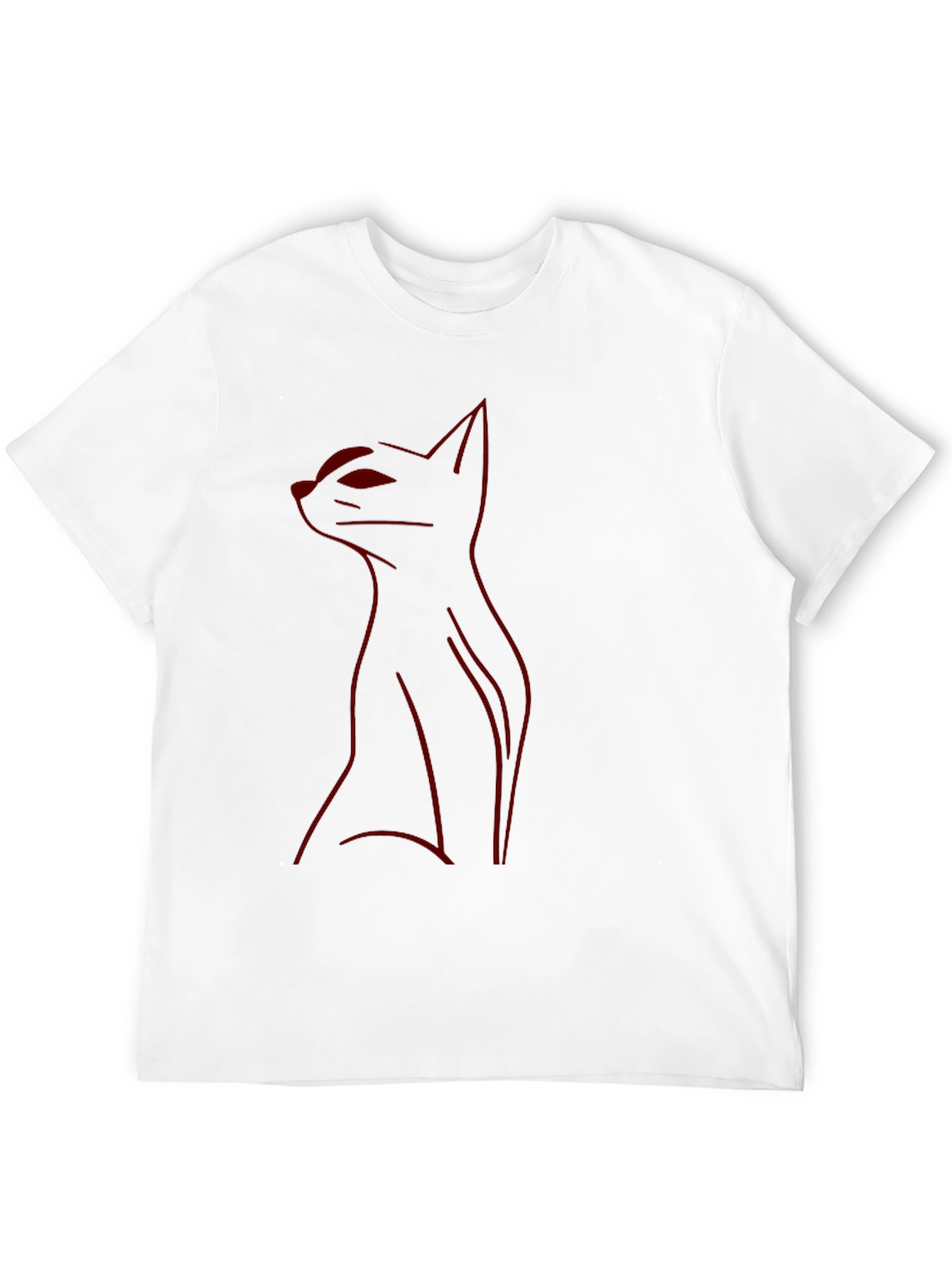 Mens Black T-Shirt with Red Cat Outline