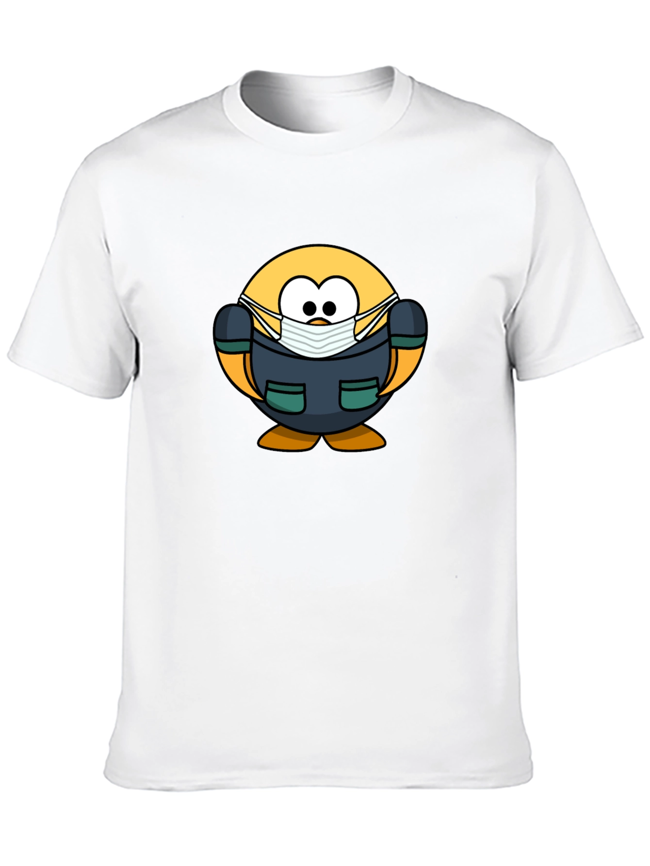 Cartoon Doctor Emoji Black T-Shirt