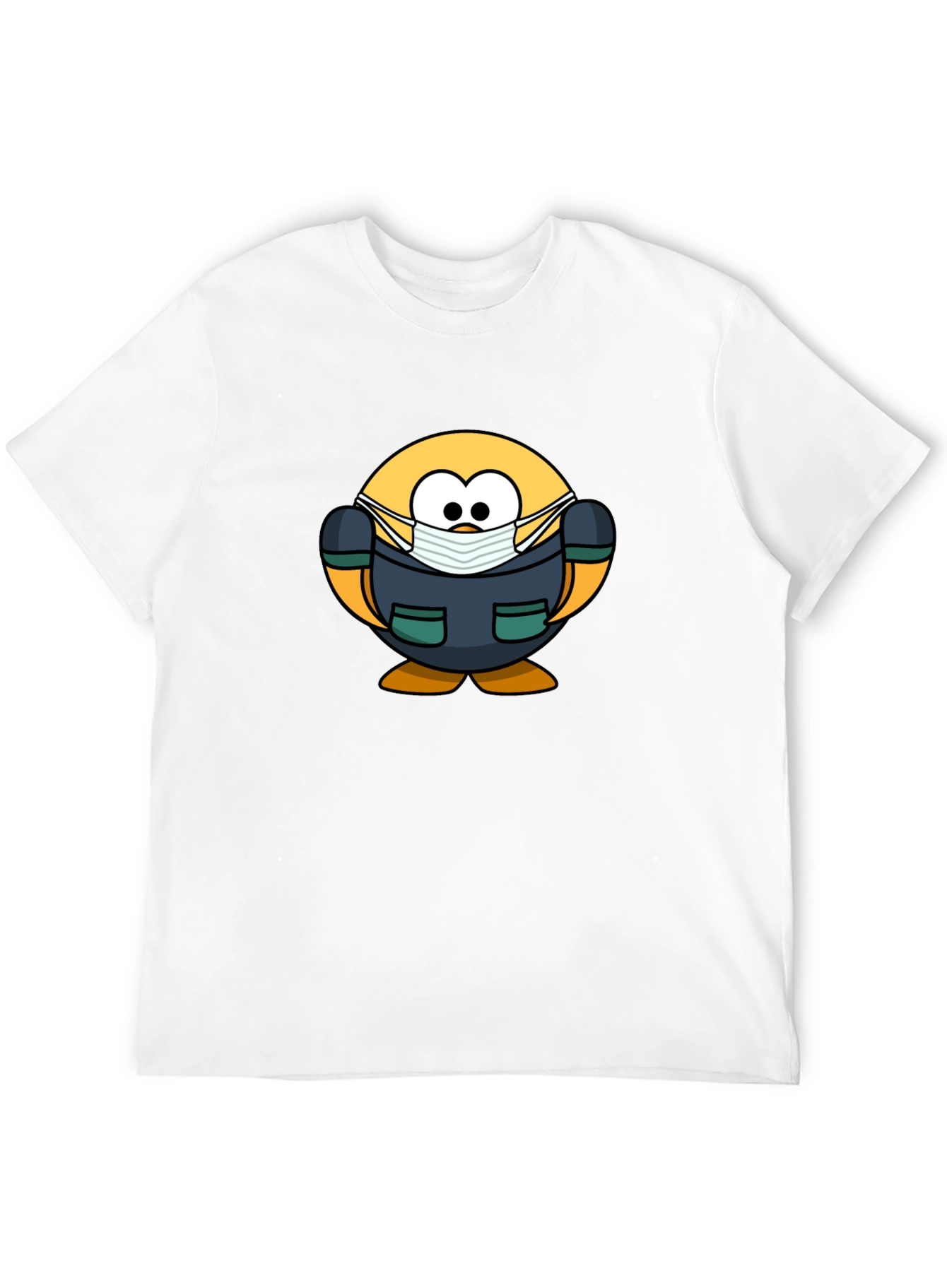 Cartoon Doctor Emoji Black T-Shirt