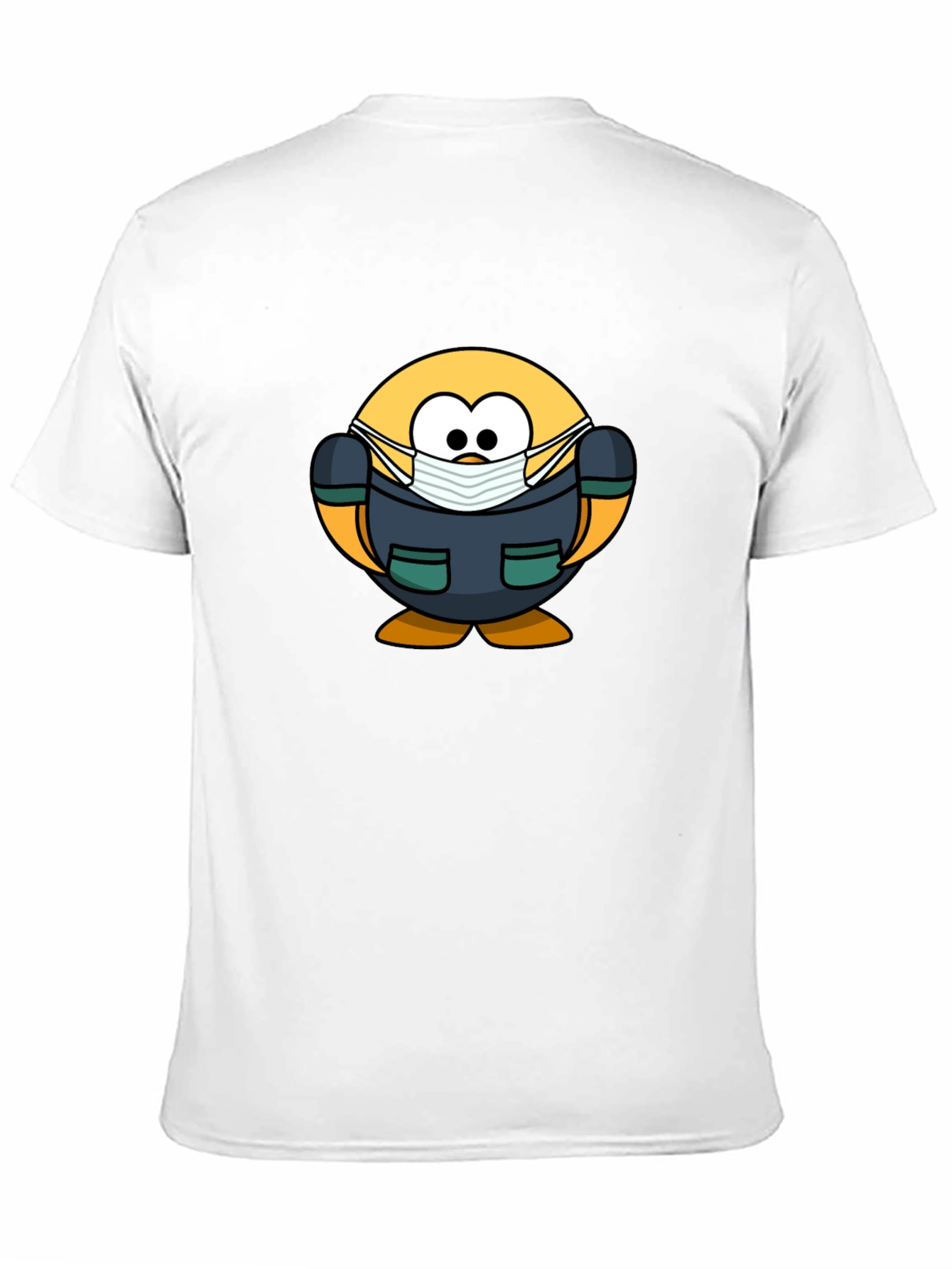 Cartoon Doctor Emoji Black T-Shirt
