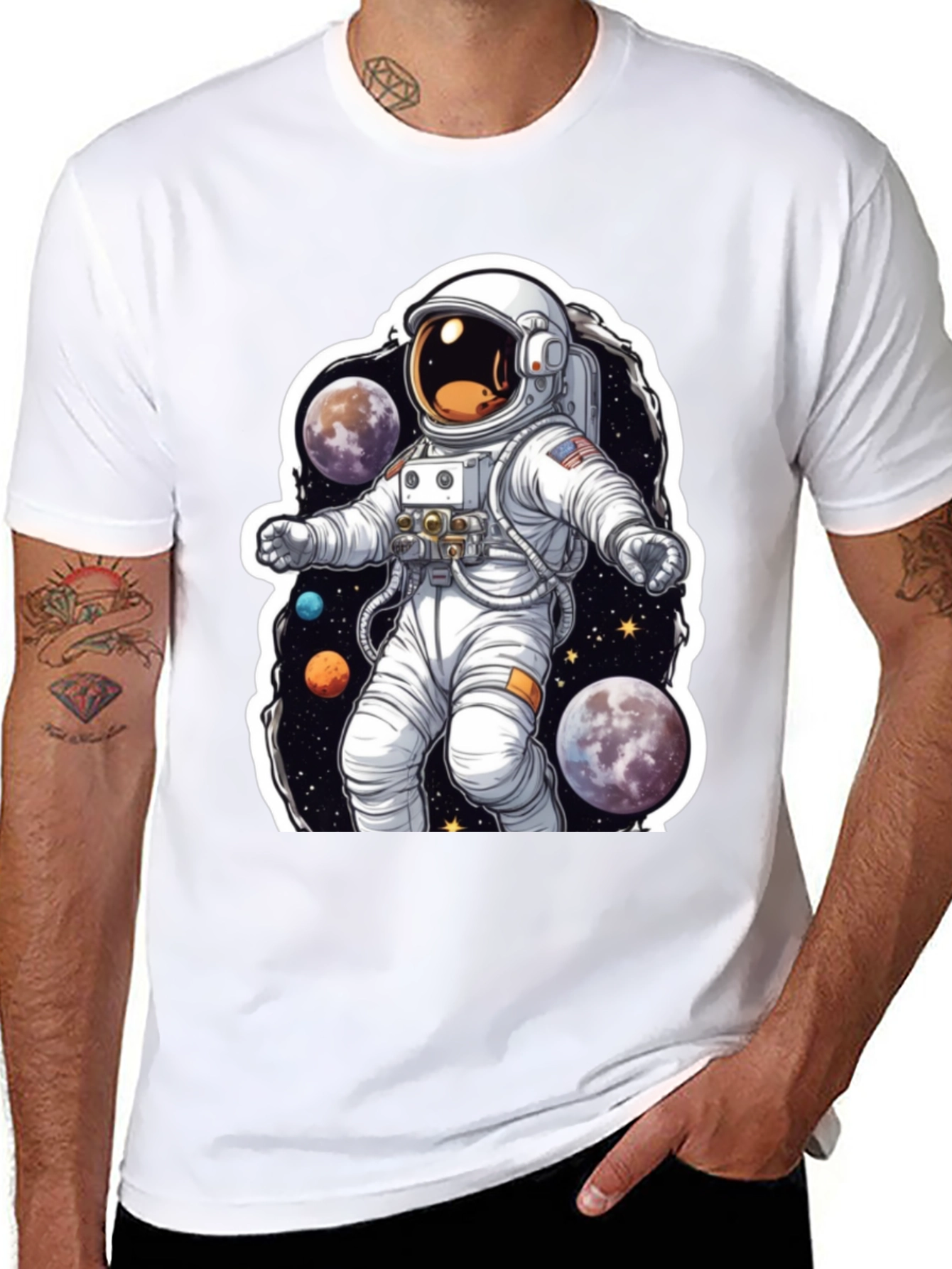 Astronaut Galaxy Graphic Tee - Cosmic Style