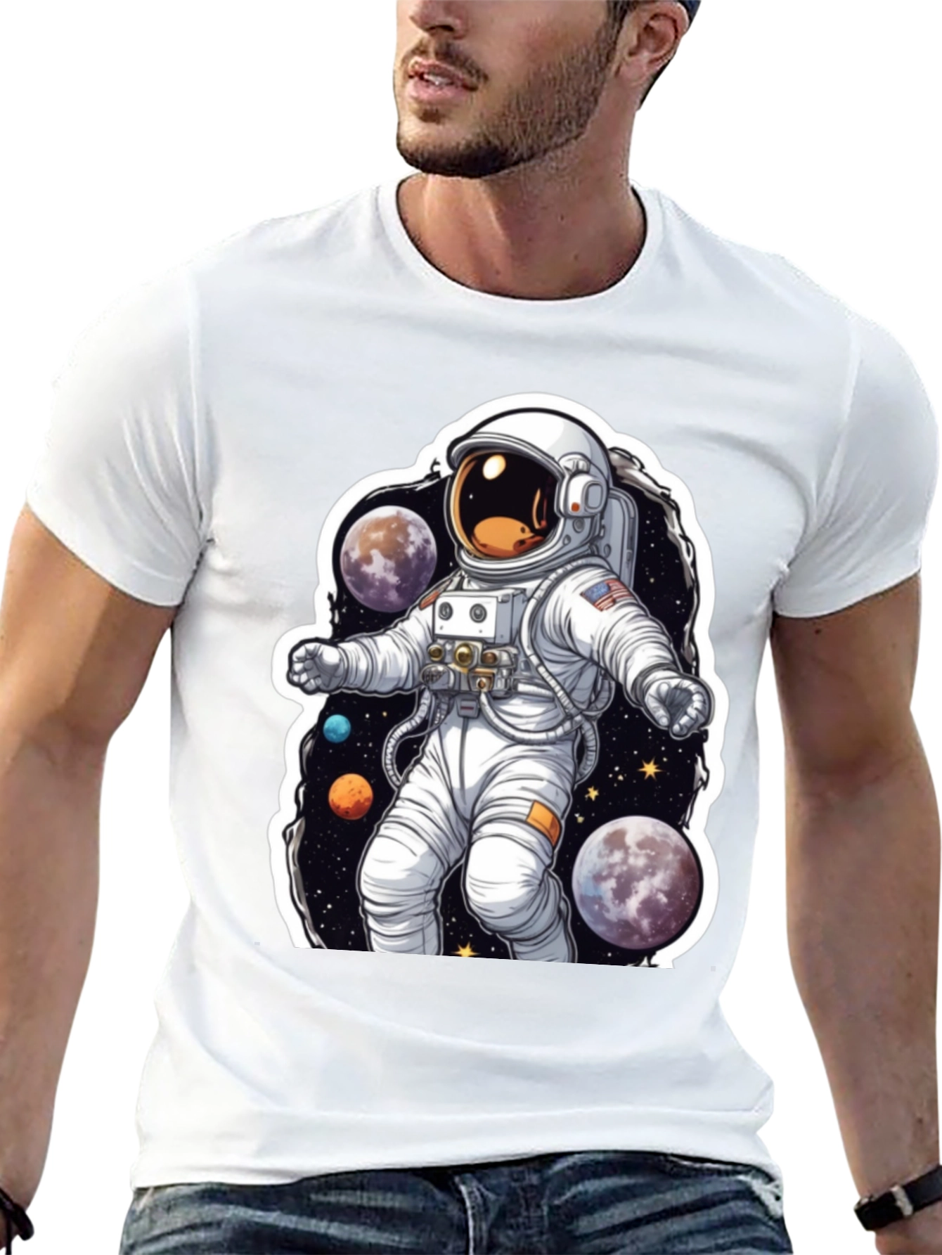 Astronaut Galaxy Graphic Tee - Cosmic Style