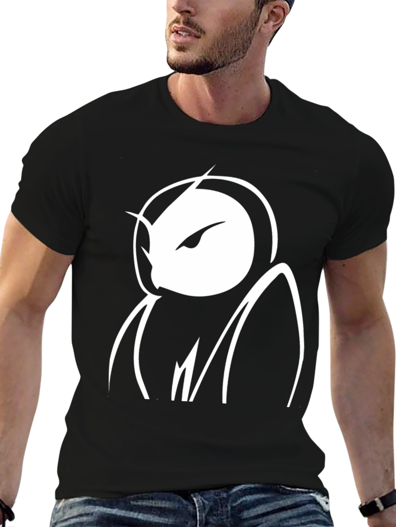 Abstract Owl Graphic Black T-Shirt