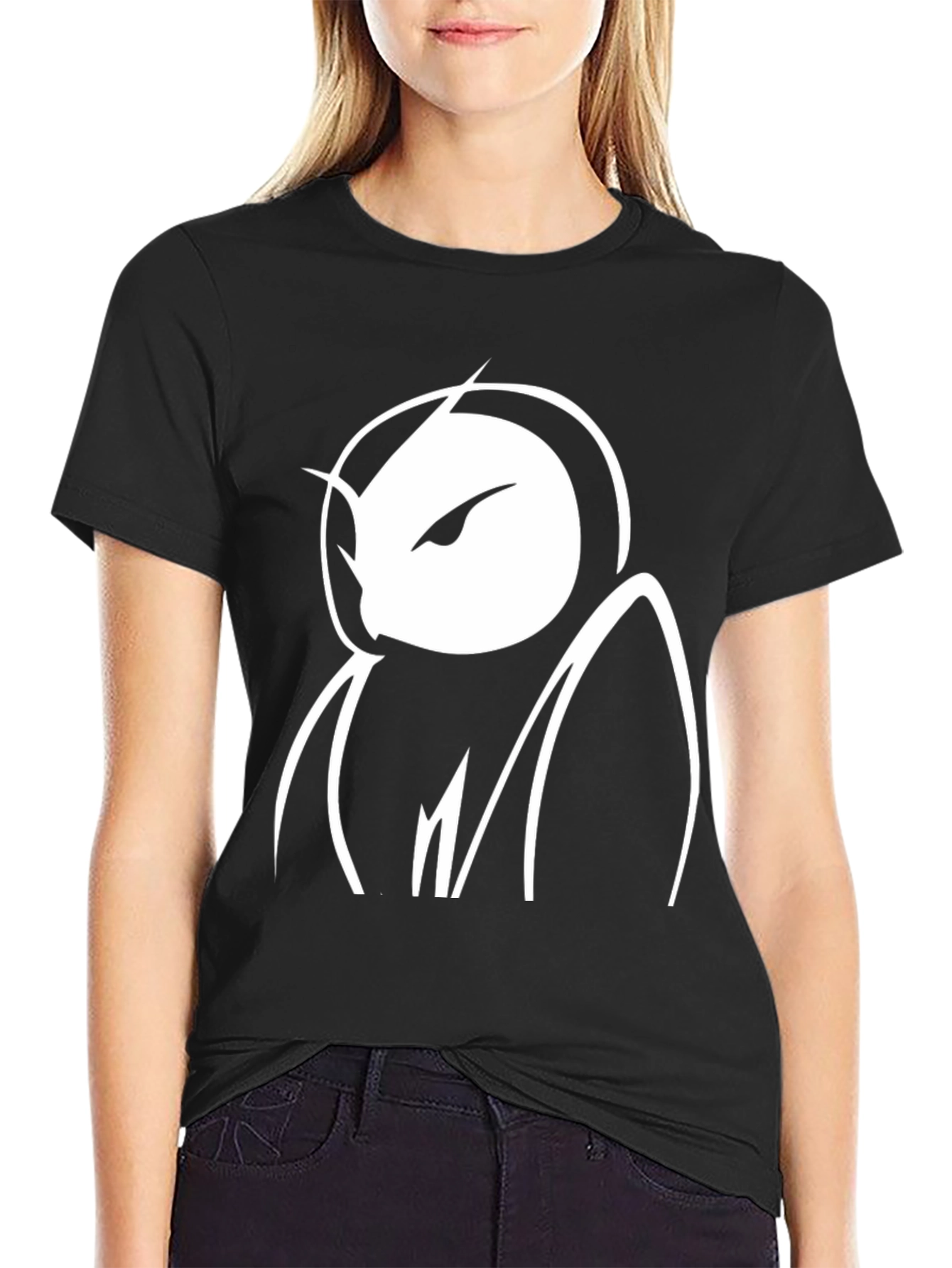 Abstract Owl Graphic Black T-Shirt