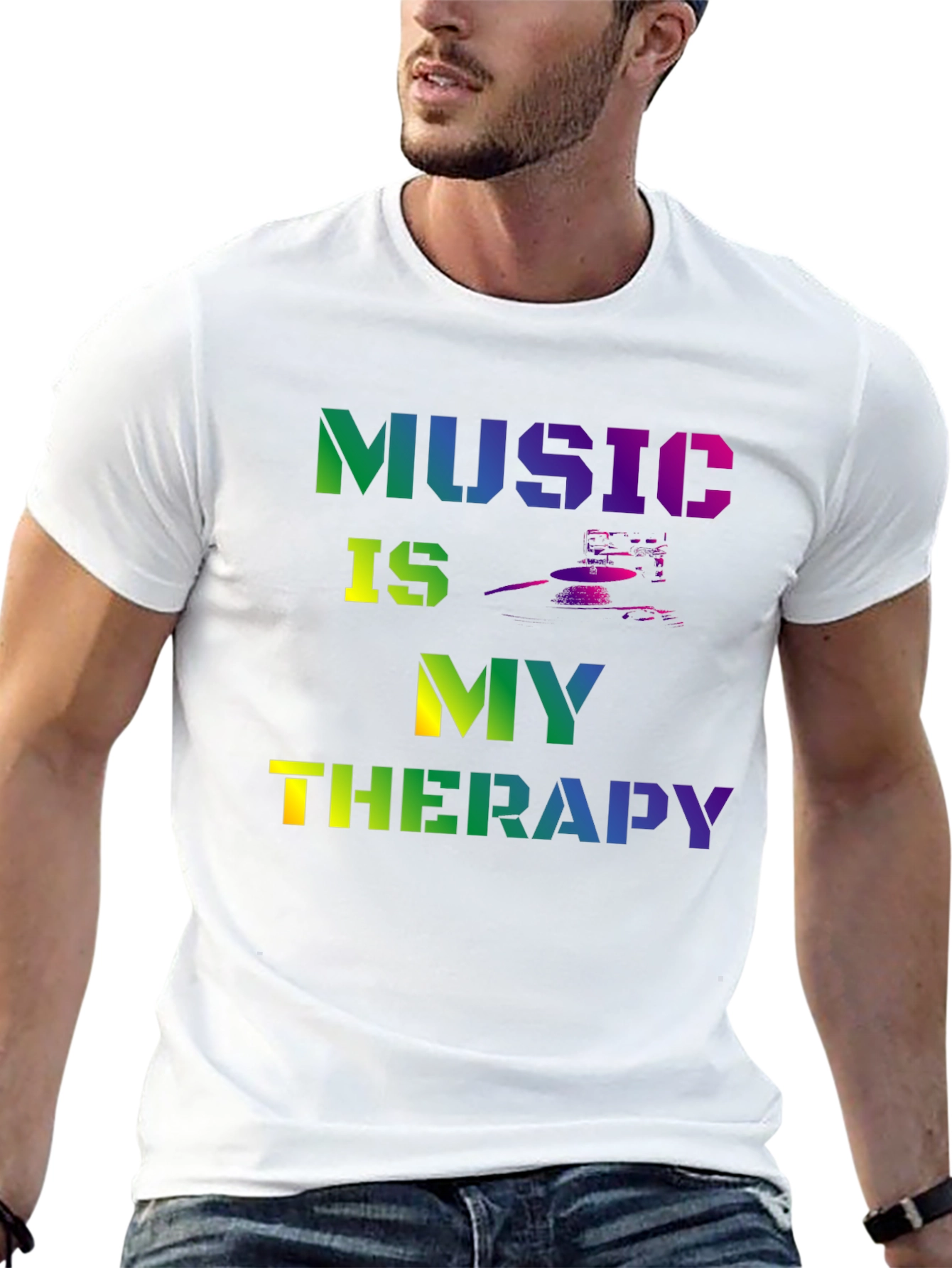 Music is My Therapy Graphic Tee - Black T-Shirt