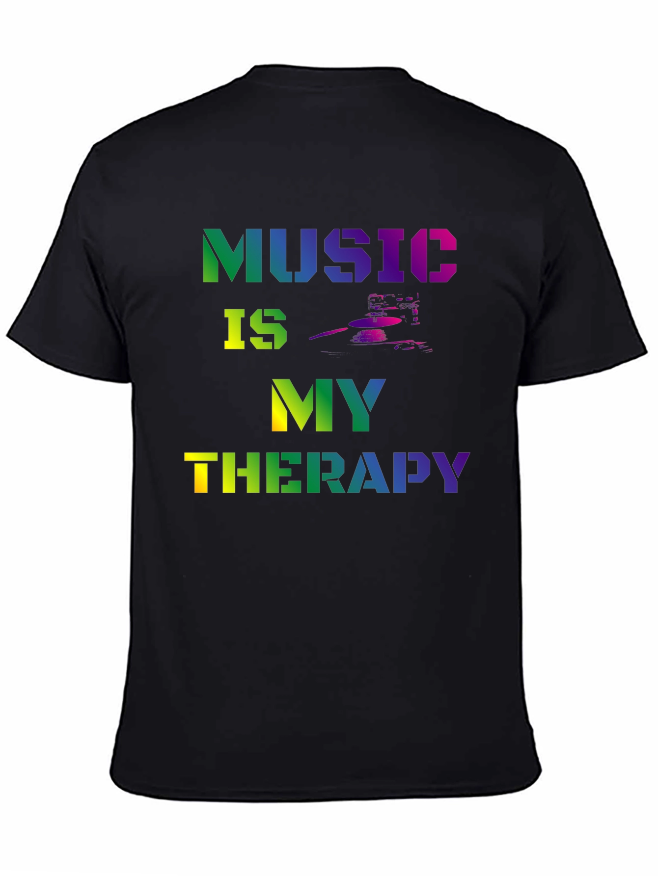 Music is My Therapy Graphic Tee - Black T-Shirt