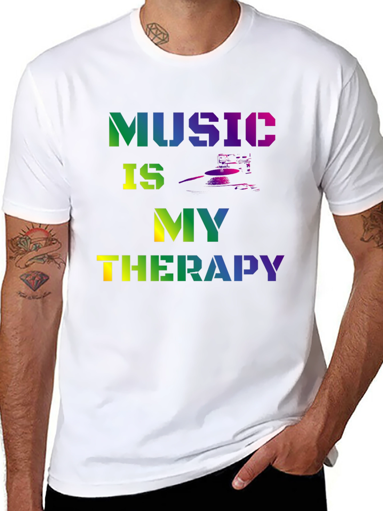 Music is My Therapy Graphic Tee - Black T-Shirt