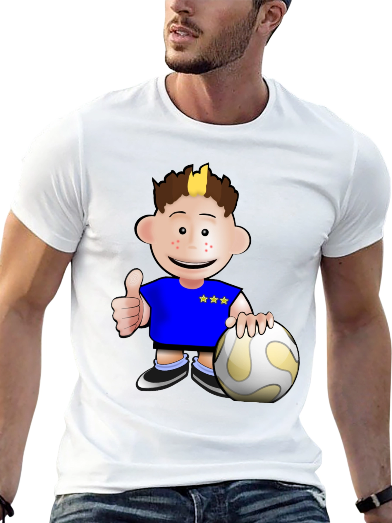 Cartoon Soccer Player Graphic T-Shirt