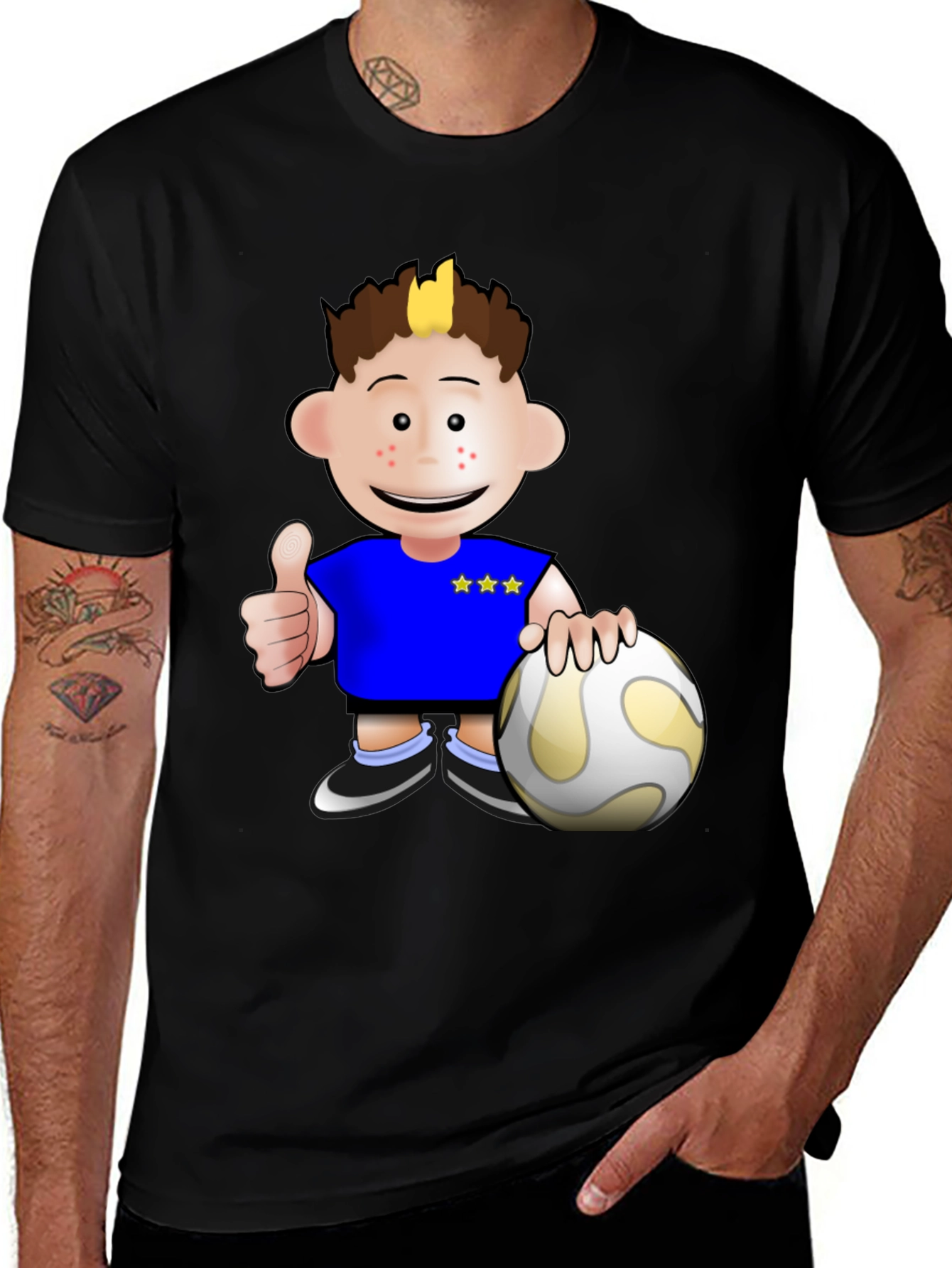 Cartoon Soccer Player Graphic T-Shirt