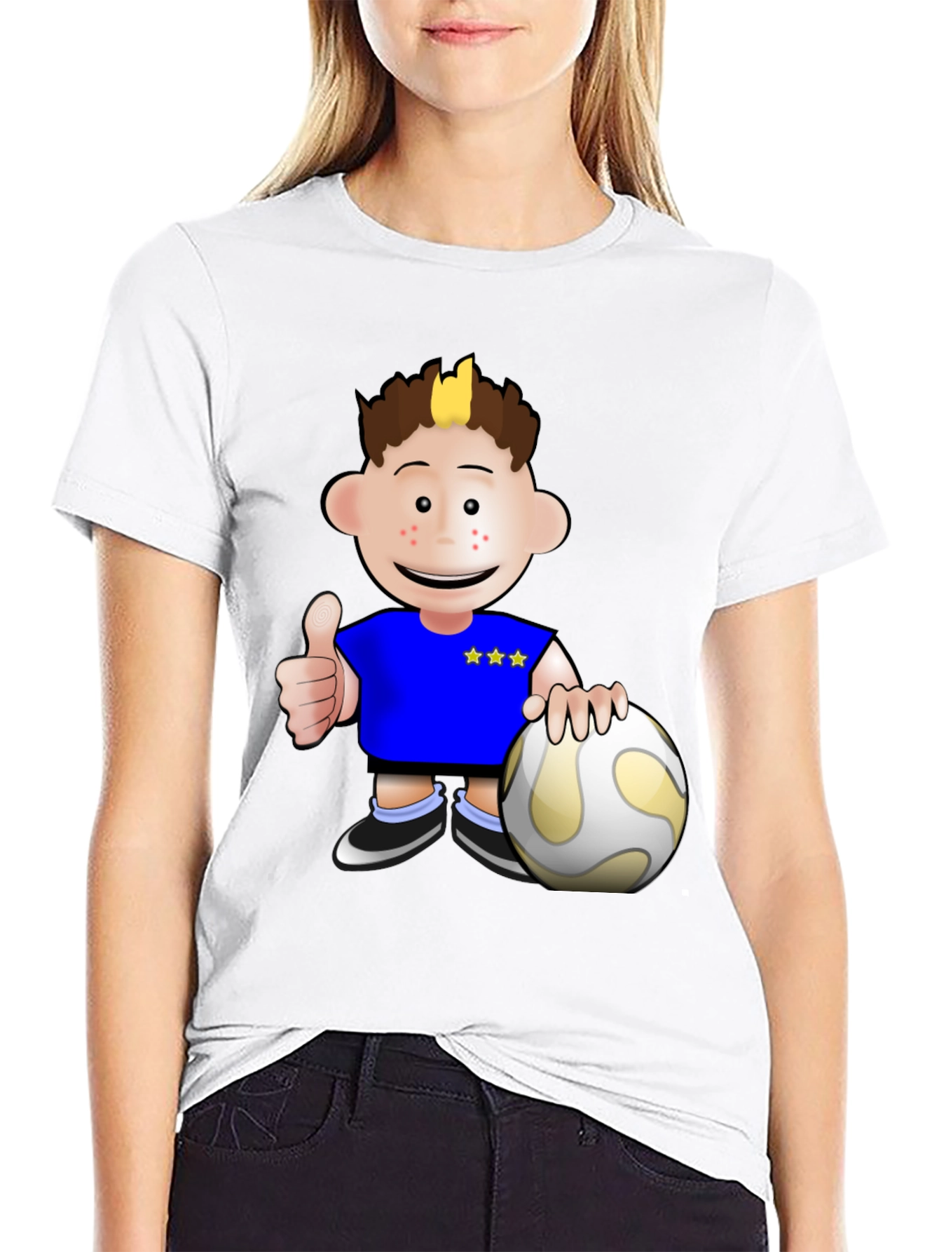 Cartoon Soccer Player Graphic T-Shirt