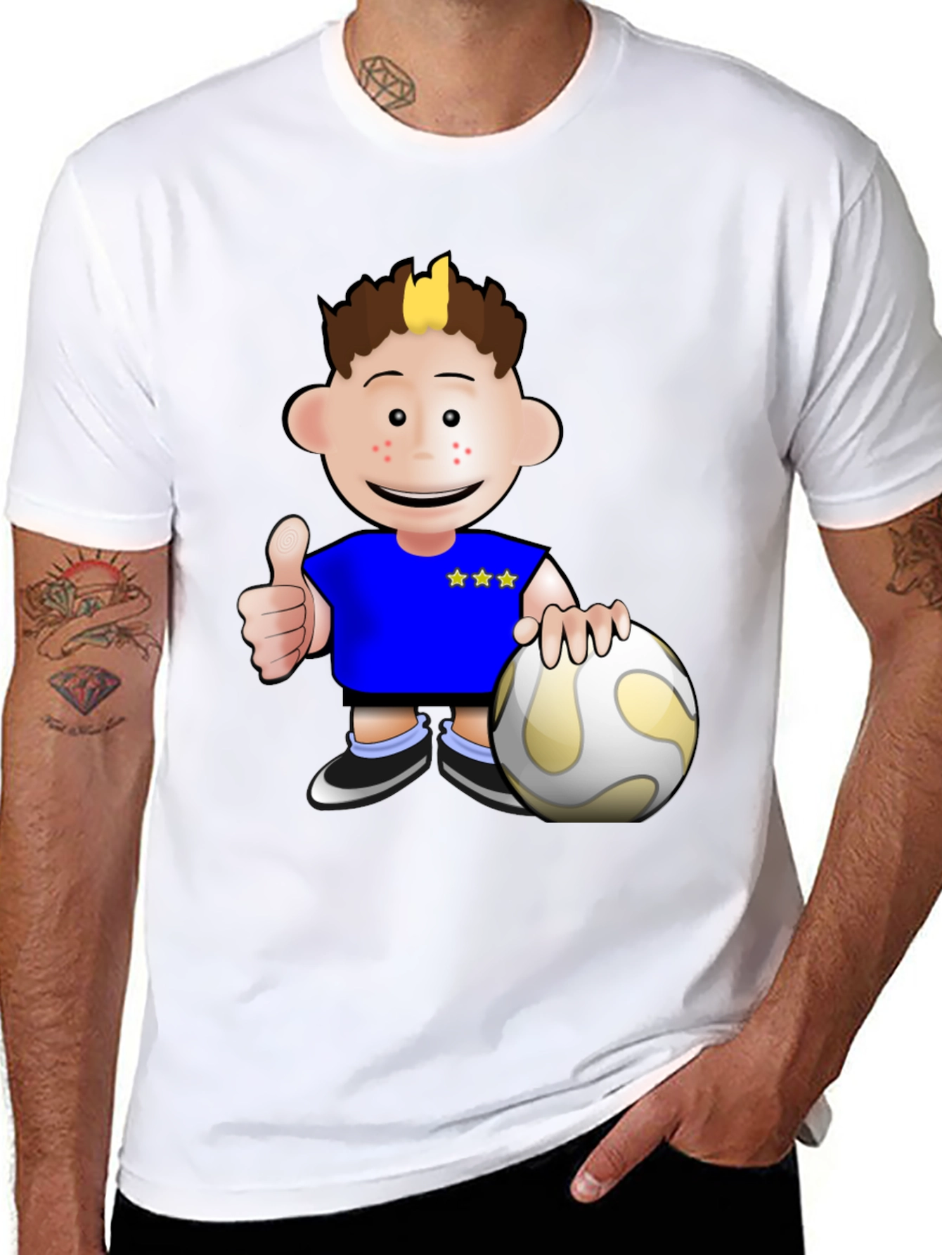 Cartoon Soccer Player Graphic T-Shirt