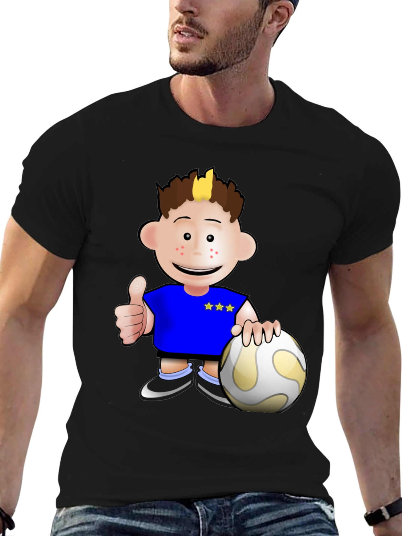 Cartoon Soccer Player Graphic T-Shirt