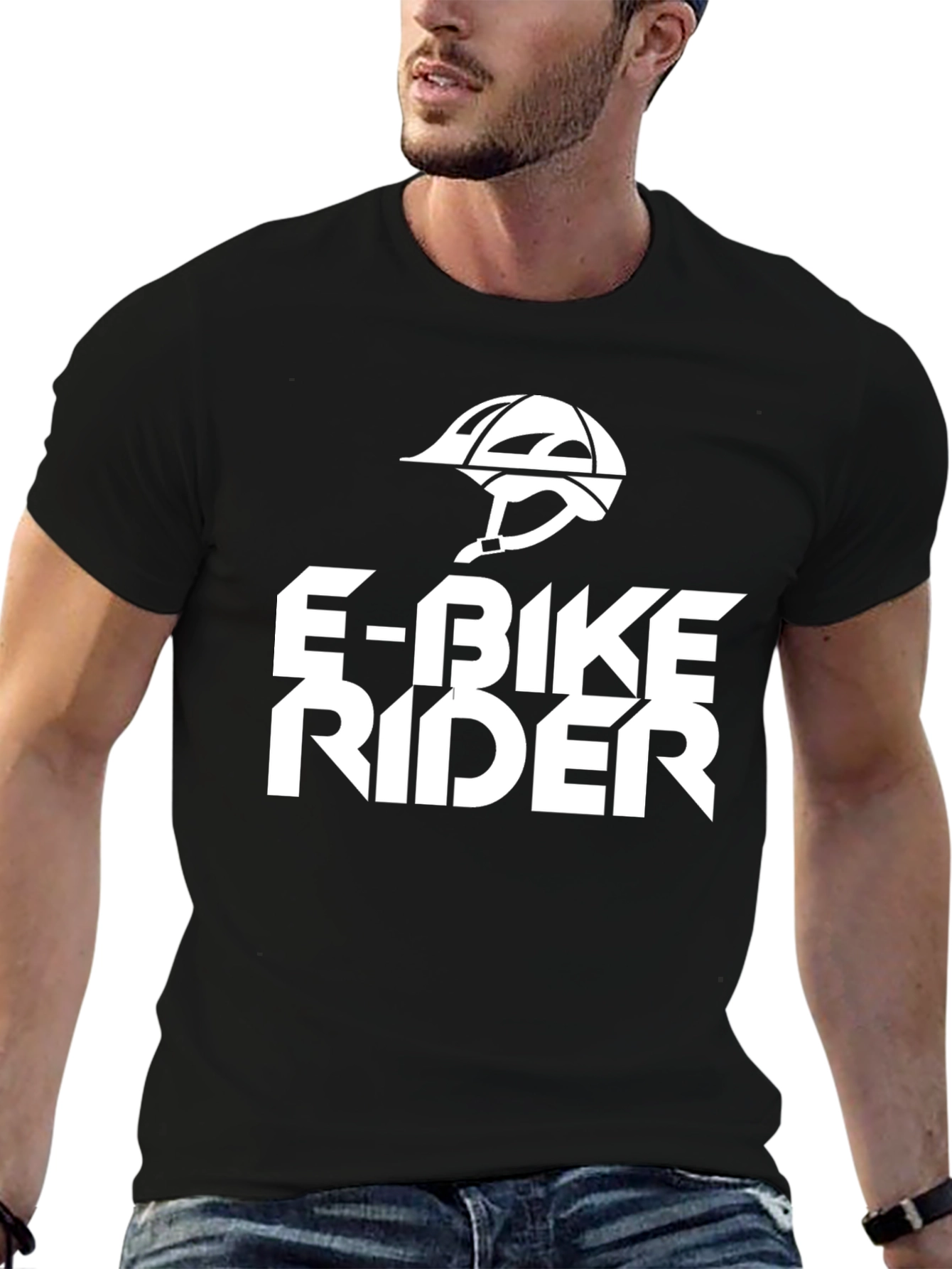 E-Bike Rider Graphic Tee - Black Casual T-Shirt