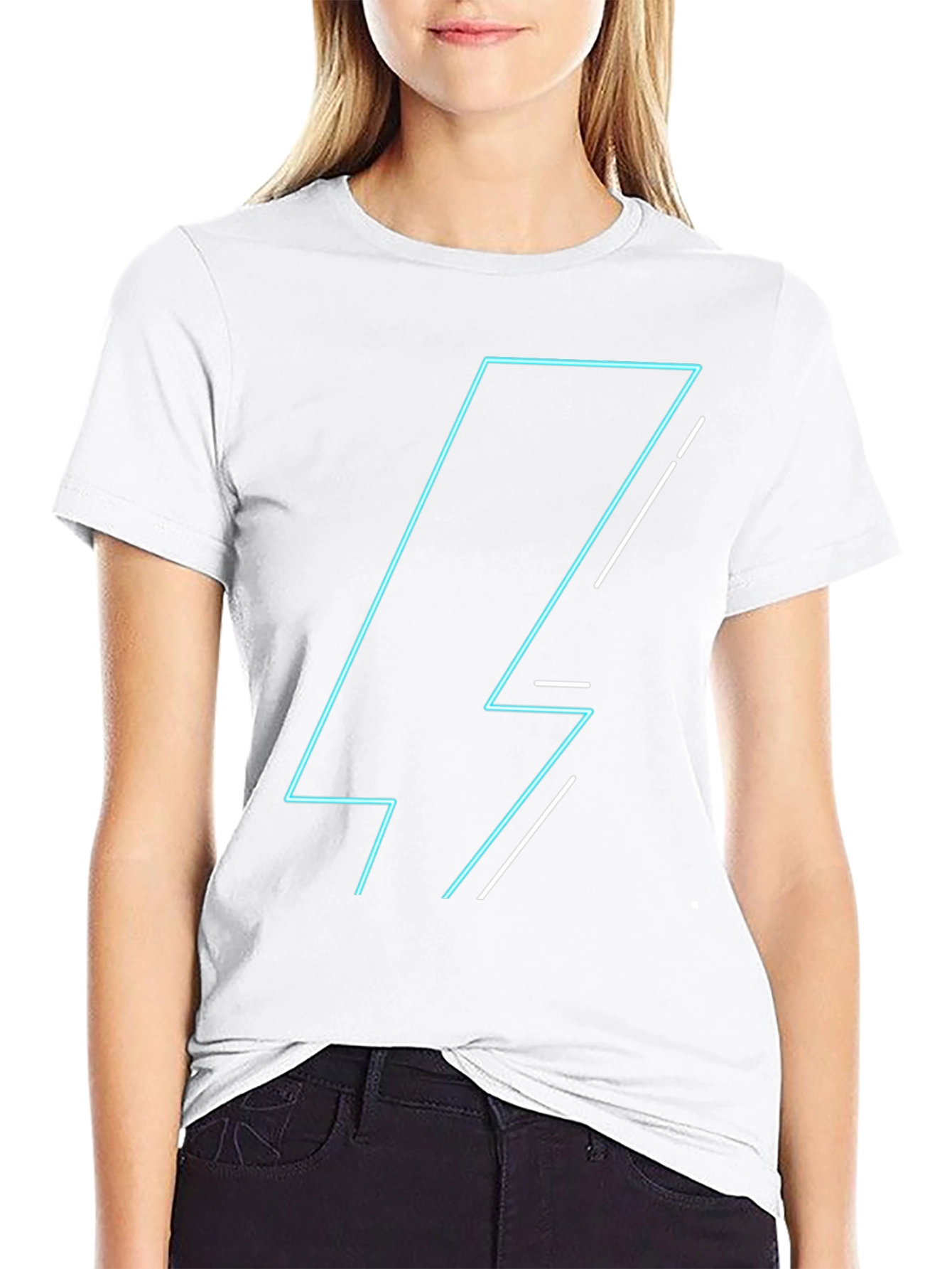 Neon Lightning Bolt Graphic Tee - Black