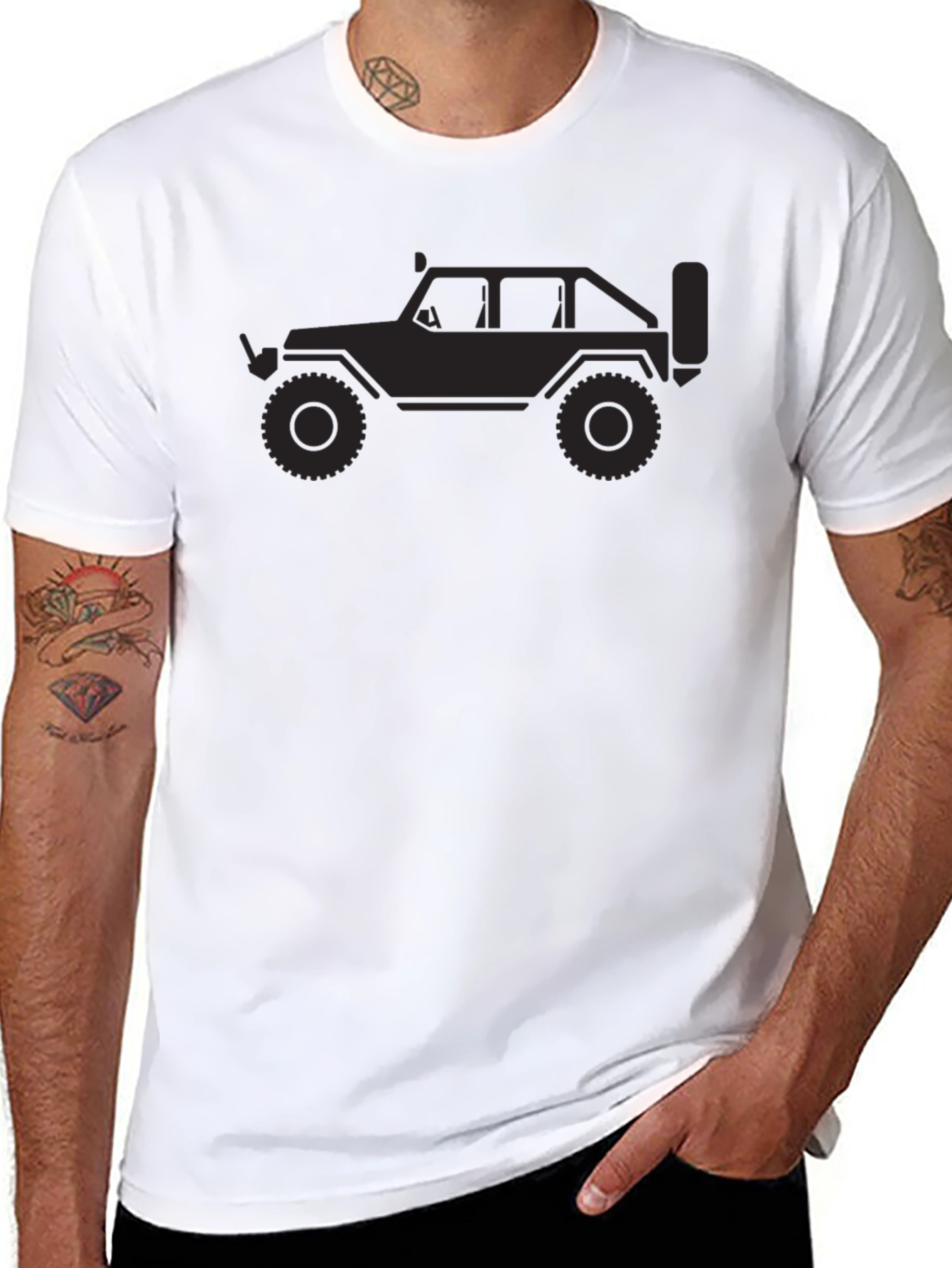 Black T-Shirt with Jeep Graphic