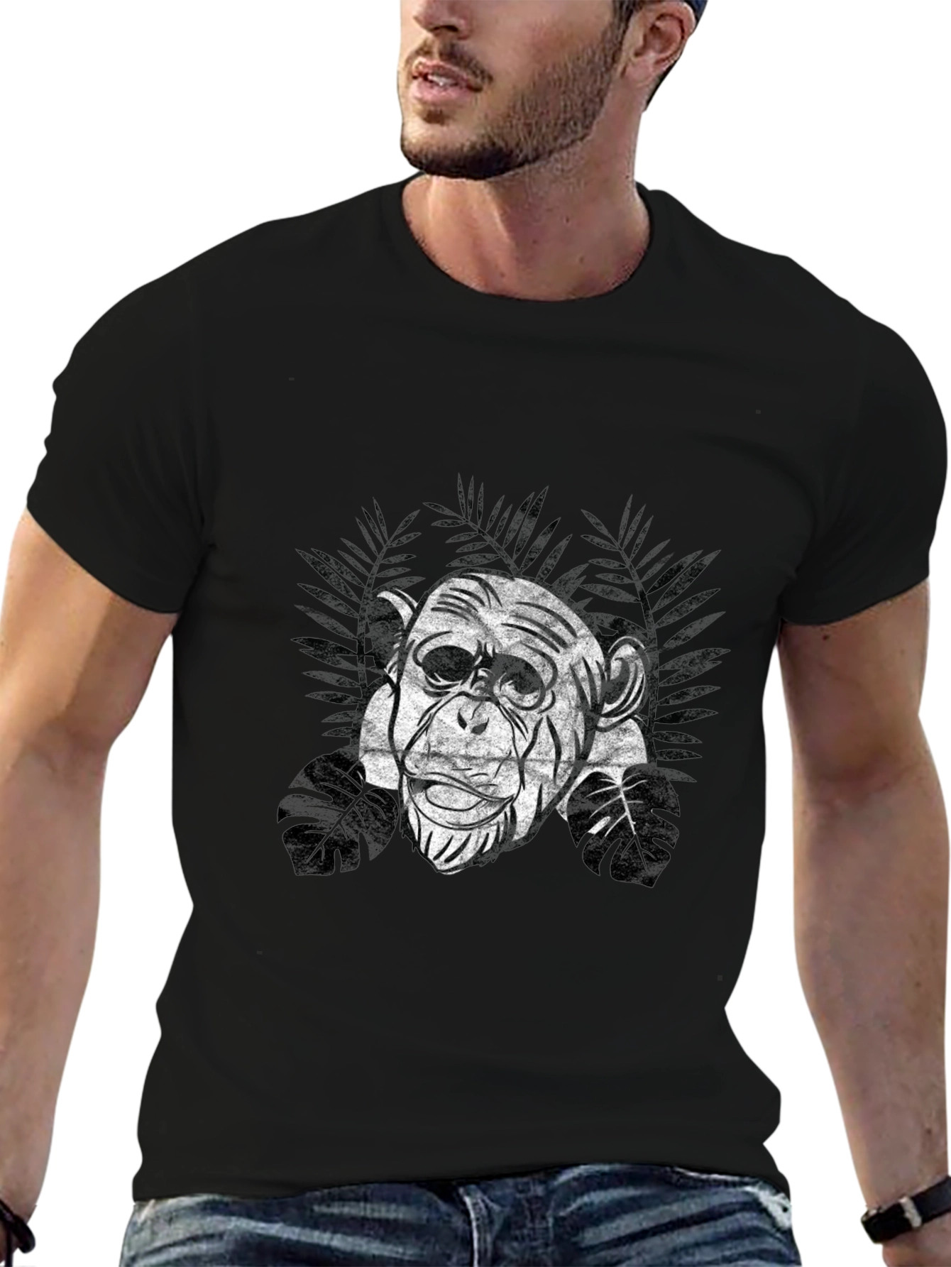 Chimpanzee Graphic Tee - Black