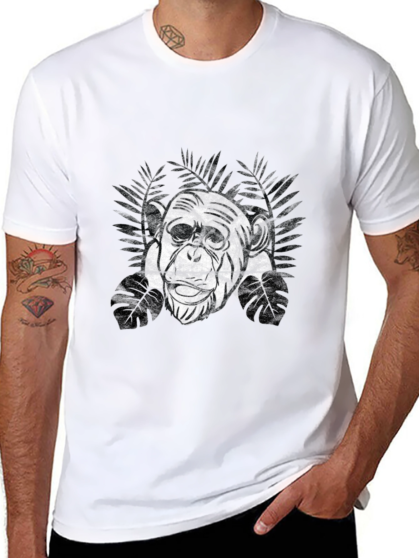 Chimpanzee Graphic Tee - Black