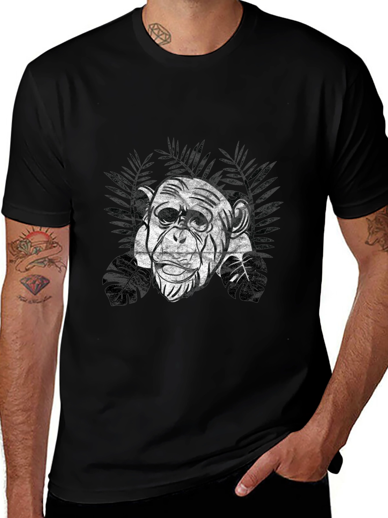 Chimpanzee Graphic Tee - Black