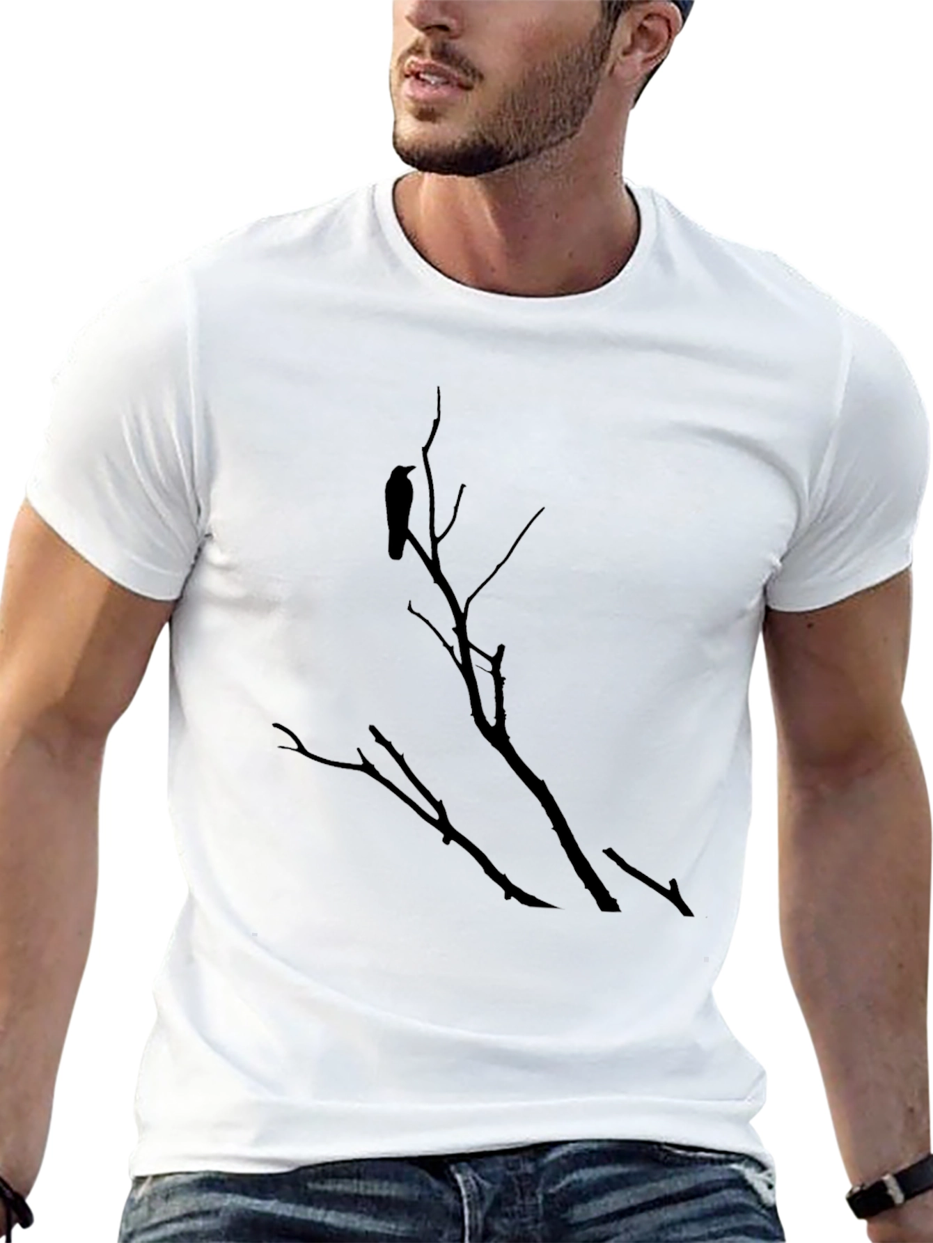 Raven on Branch Black Graphic Tee