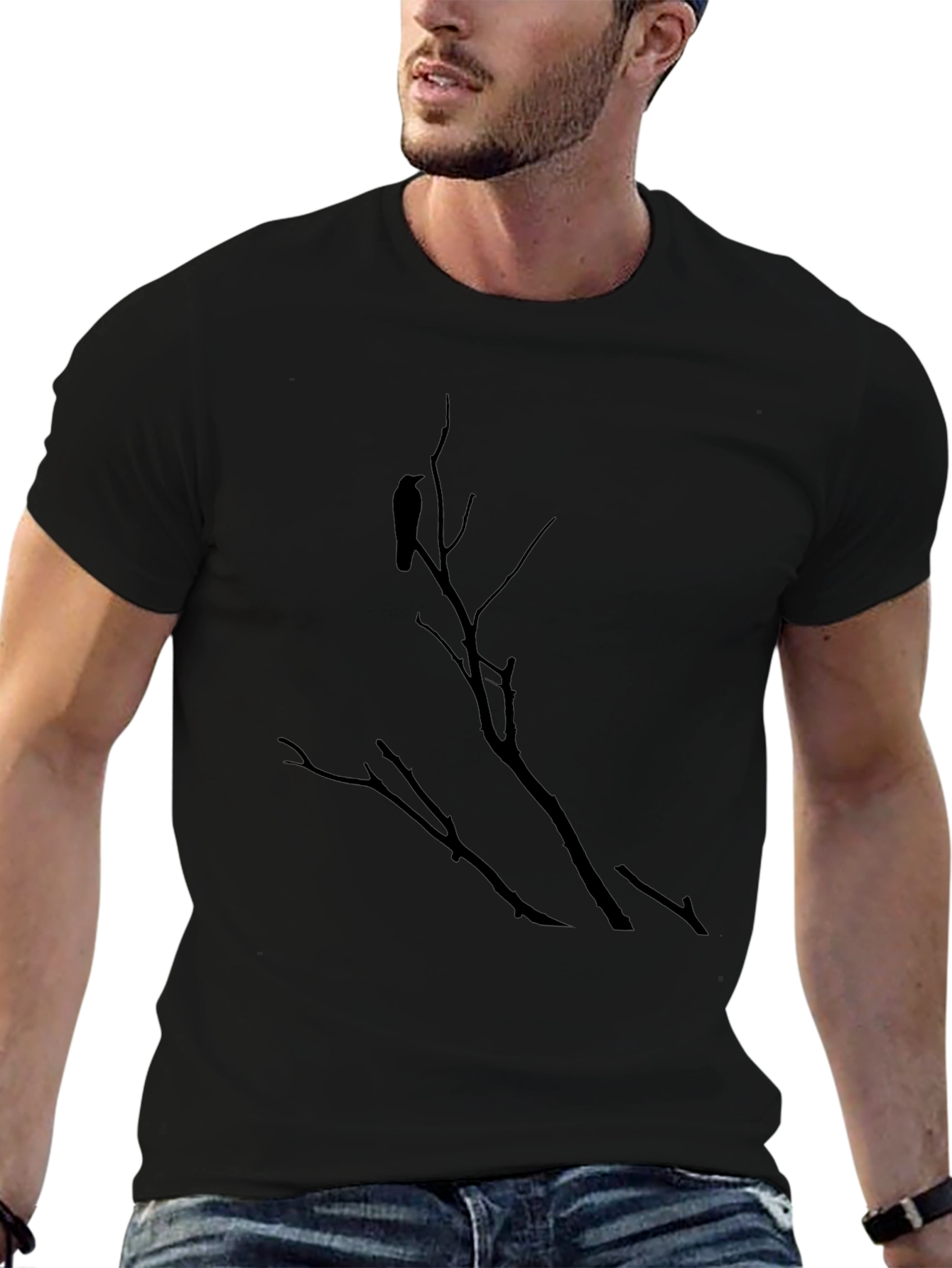 Raven on Branch Black Graphic Tee
