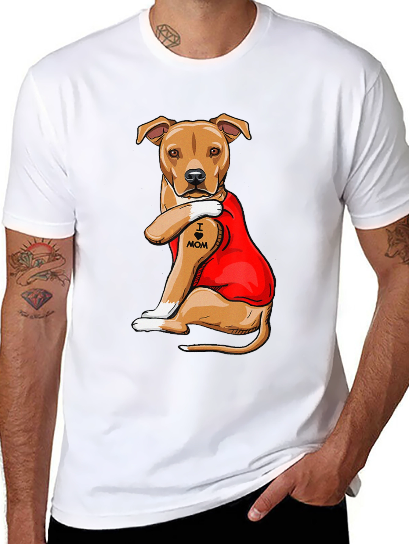 I Heart Mom Dog T-Shirt - Mens