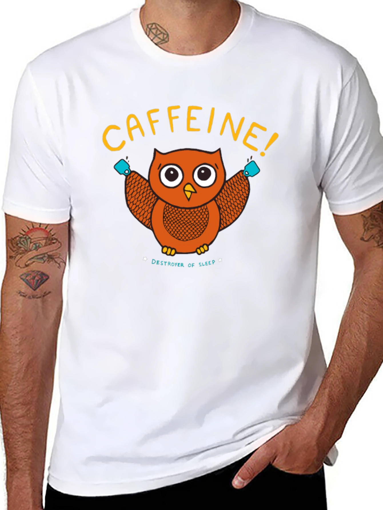 Caffeine Owl Black T-Shirt - Destroyer of Sleep