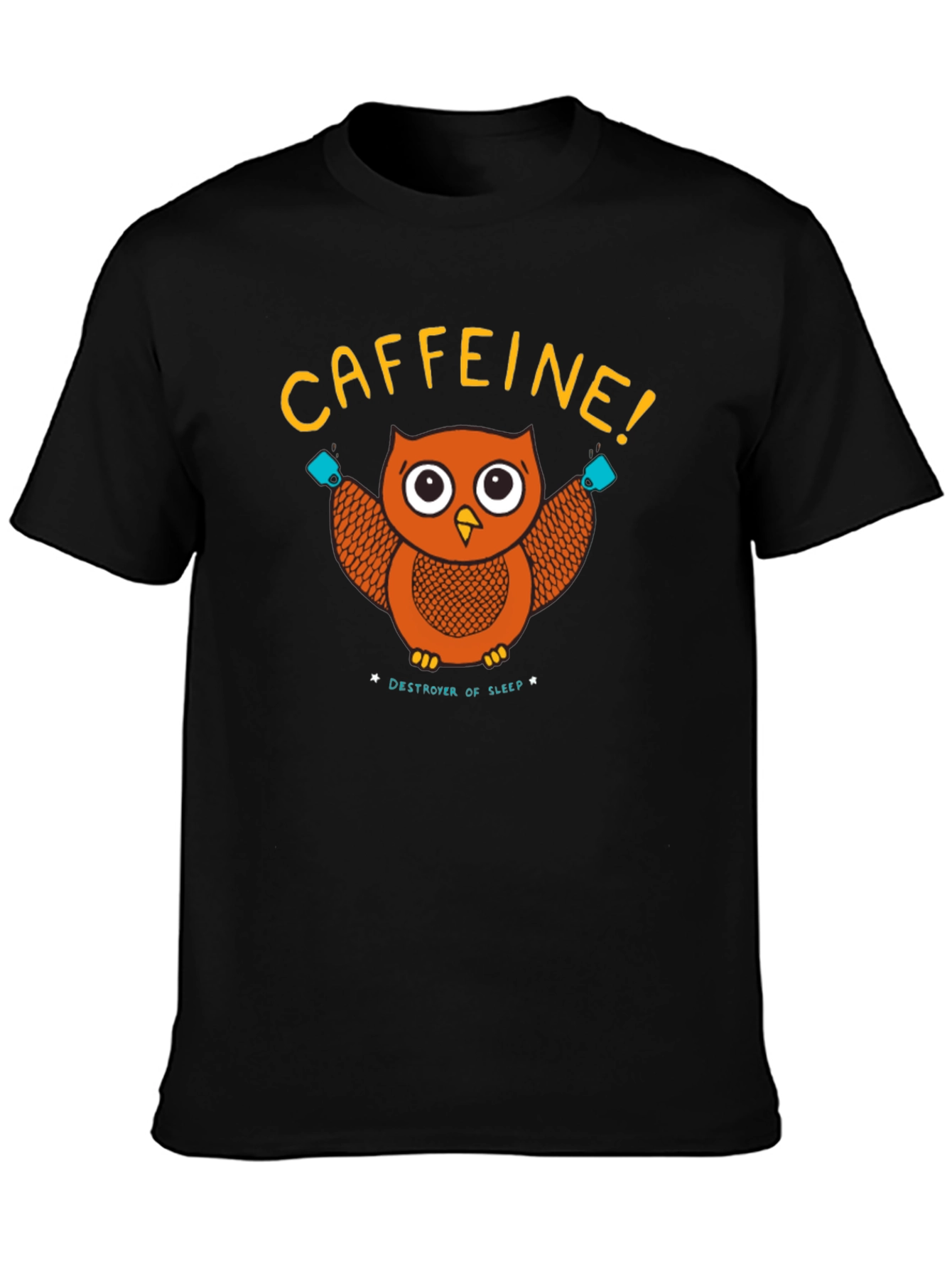 Caffeine Owl Black T-Shirt - Destroyer of Sleep