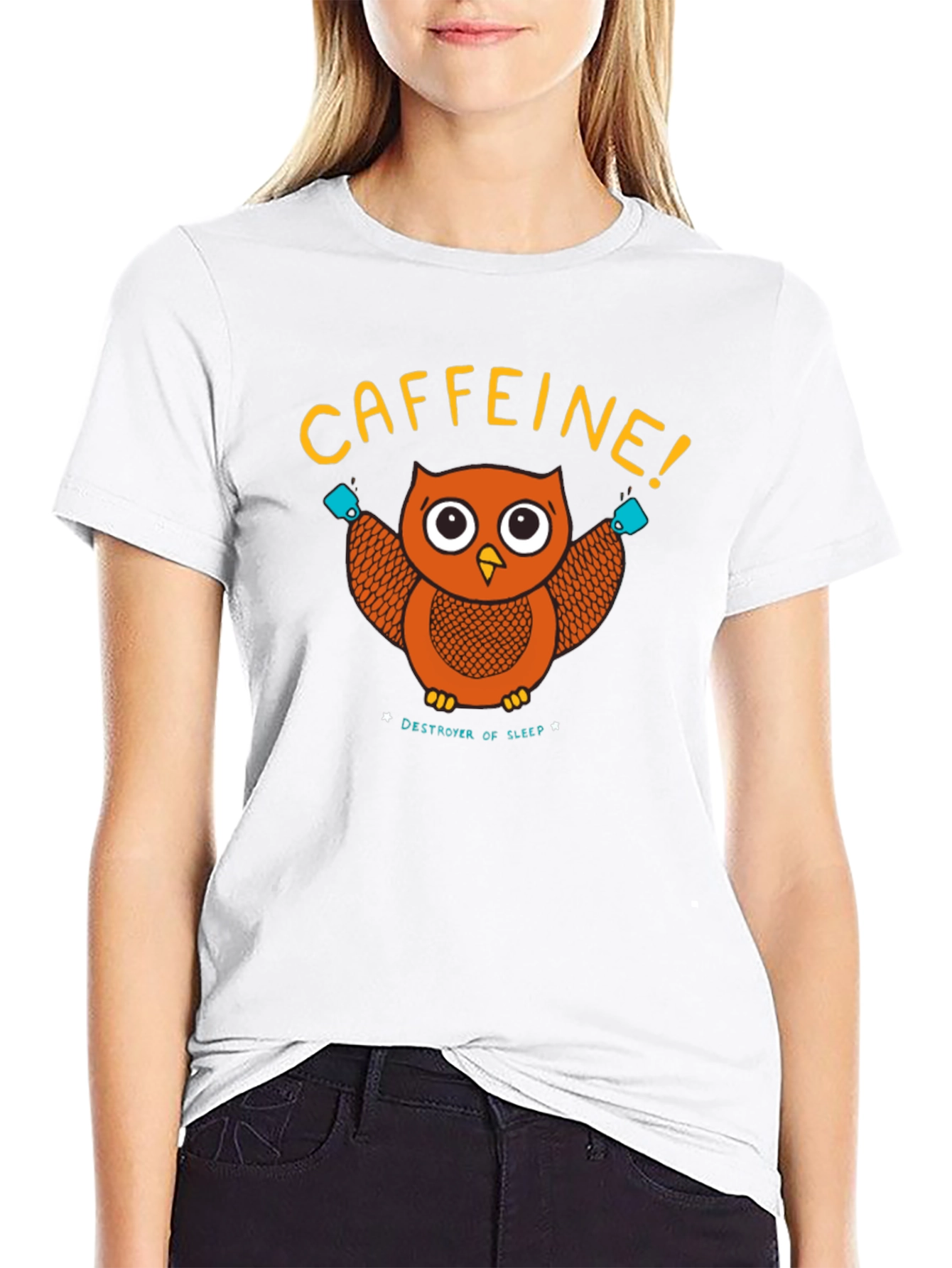 Caffeine Owl Black T-Shirt - Destroyer of Sleep