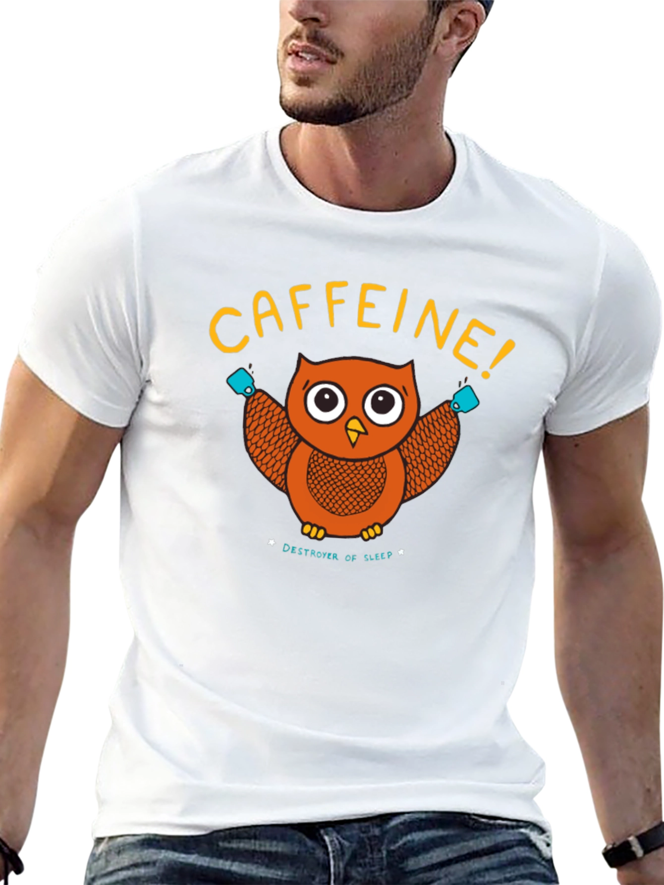 Caffeine Owl Black T-Shirt - Destroyer of Sleep