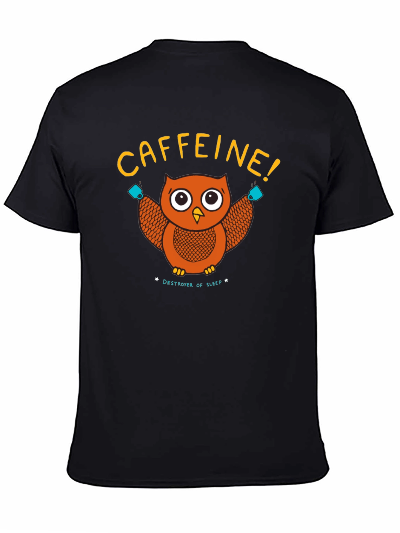 Caffeine Owl Black T-Shirt - Destroyer of Sleep
