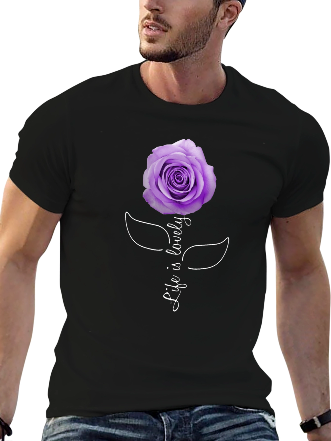 Life is Lovely Rose Graphic Tee - Black