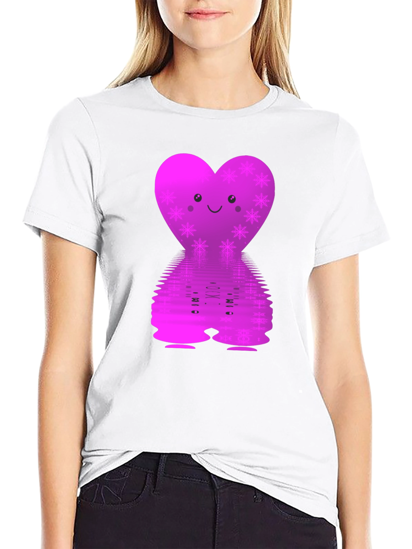 Cute Heart Snowflake Reflective Graphic Tee