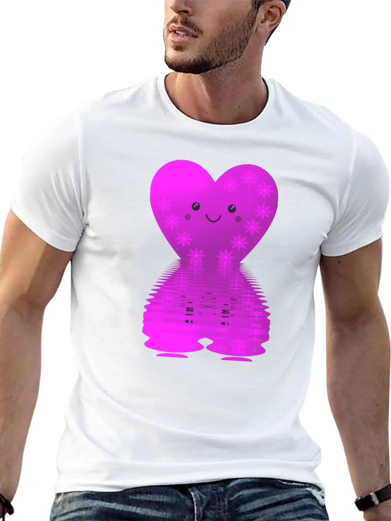Cute Heart Snowflake Reflective Graphic Tee