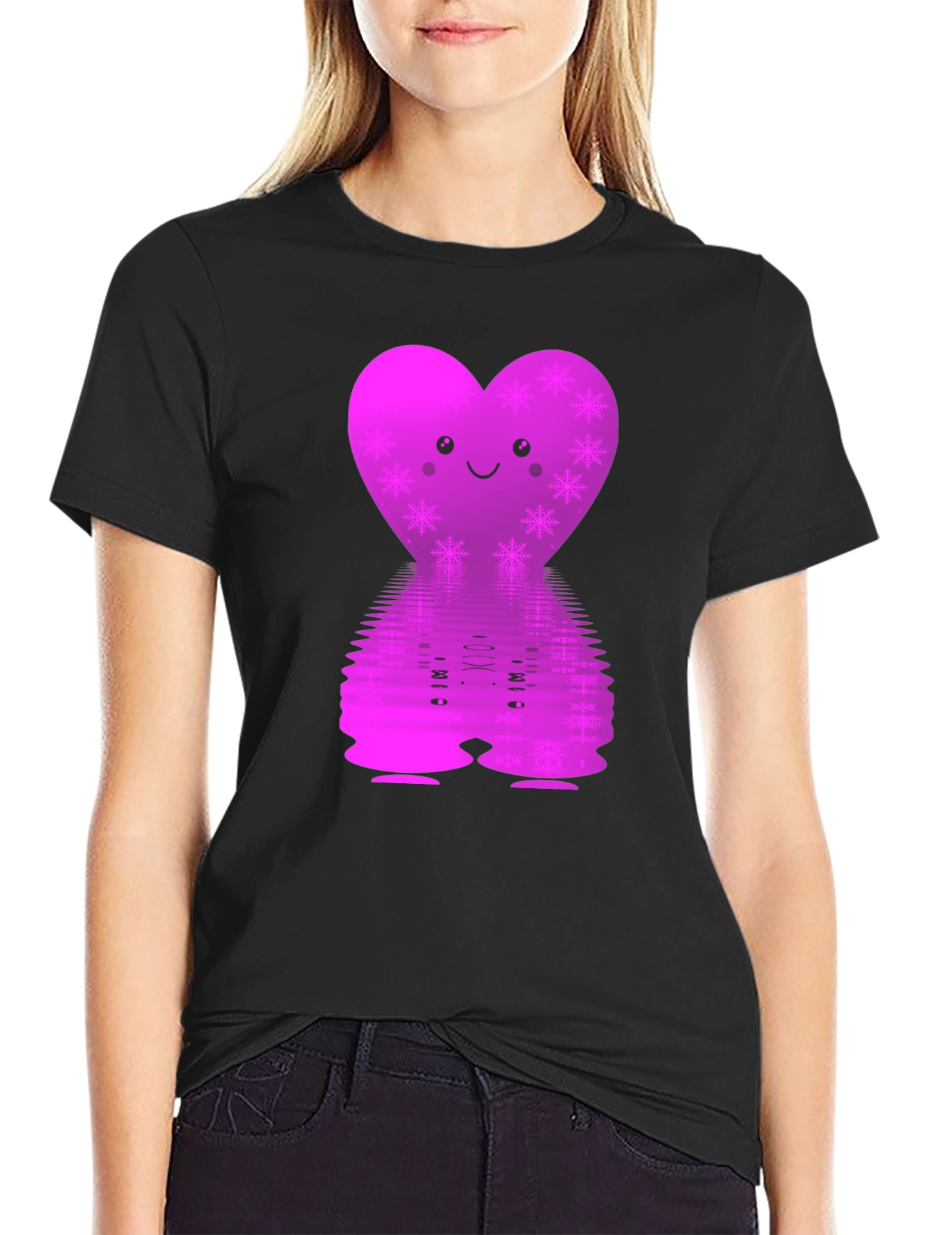 Cute Heart Snowflake Reflective Graphic Tee