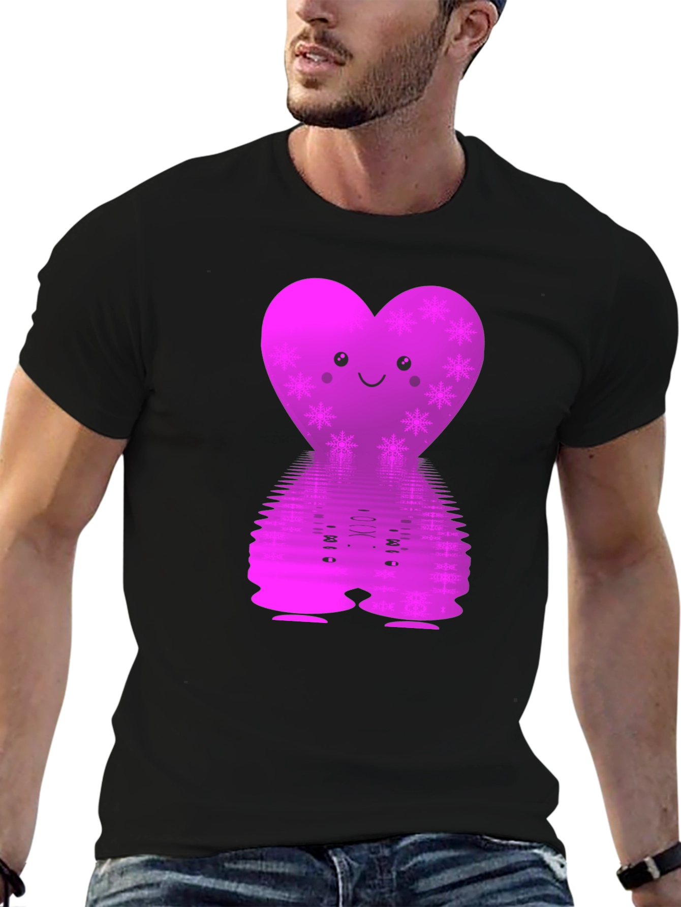 Cute Heart Snowflake Reflective Graphic Tee