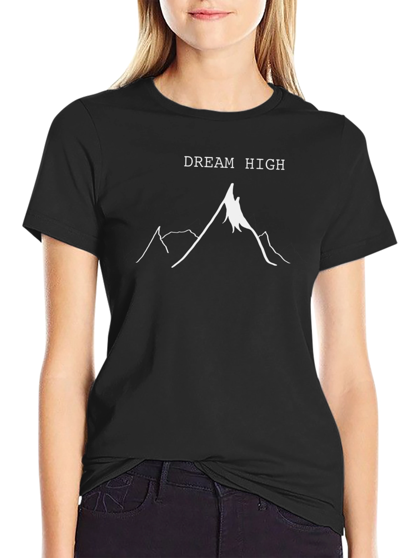 Dream High Mountain Graphic Tee - Stylish Black T-Shirt