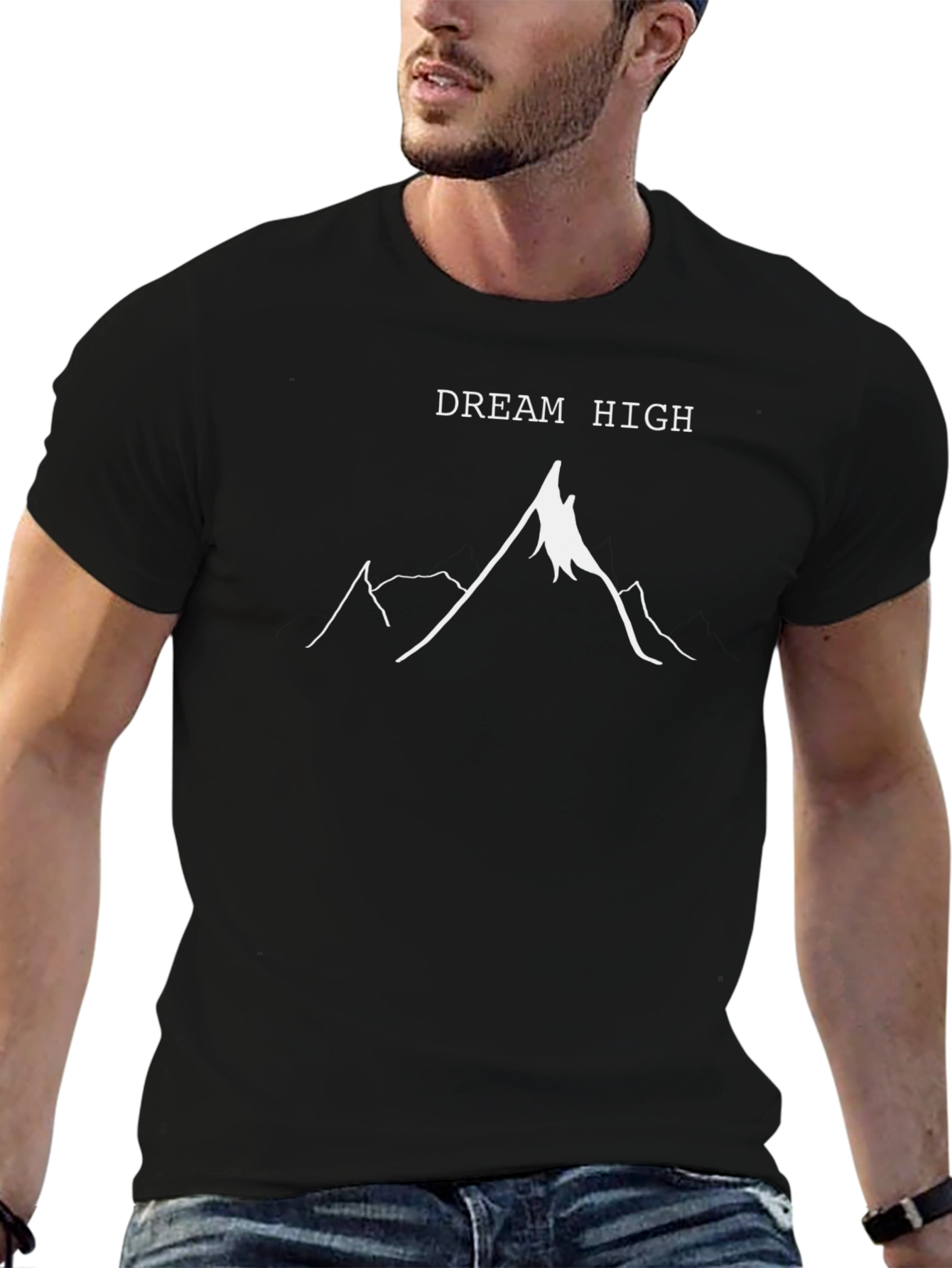 Dream High Mountain Graphic Tee - Stylish Black T-Shirt