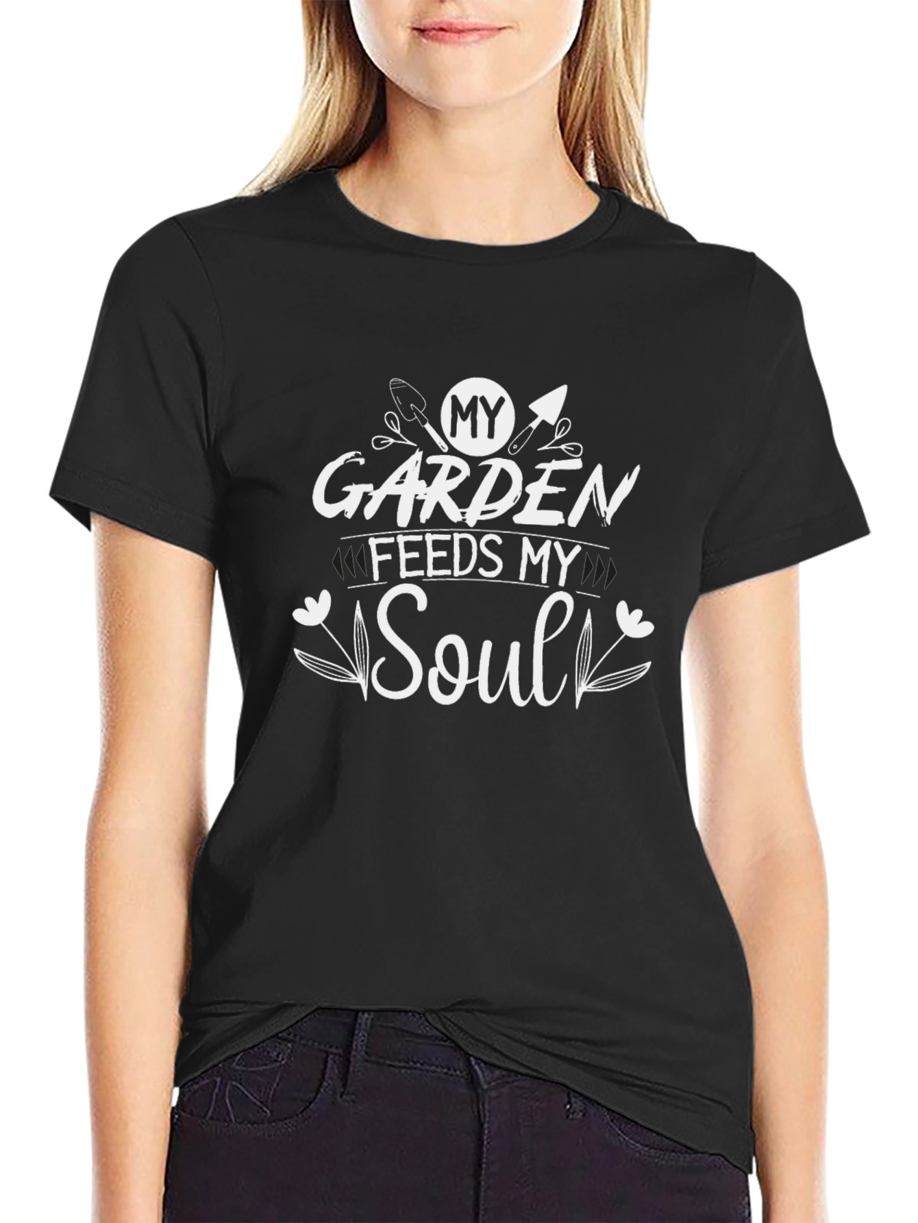 My Garden Feeds My Soul Black T-Shirt