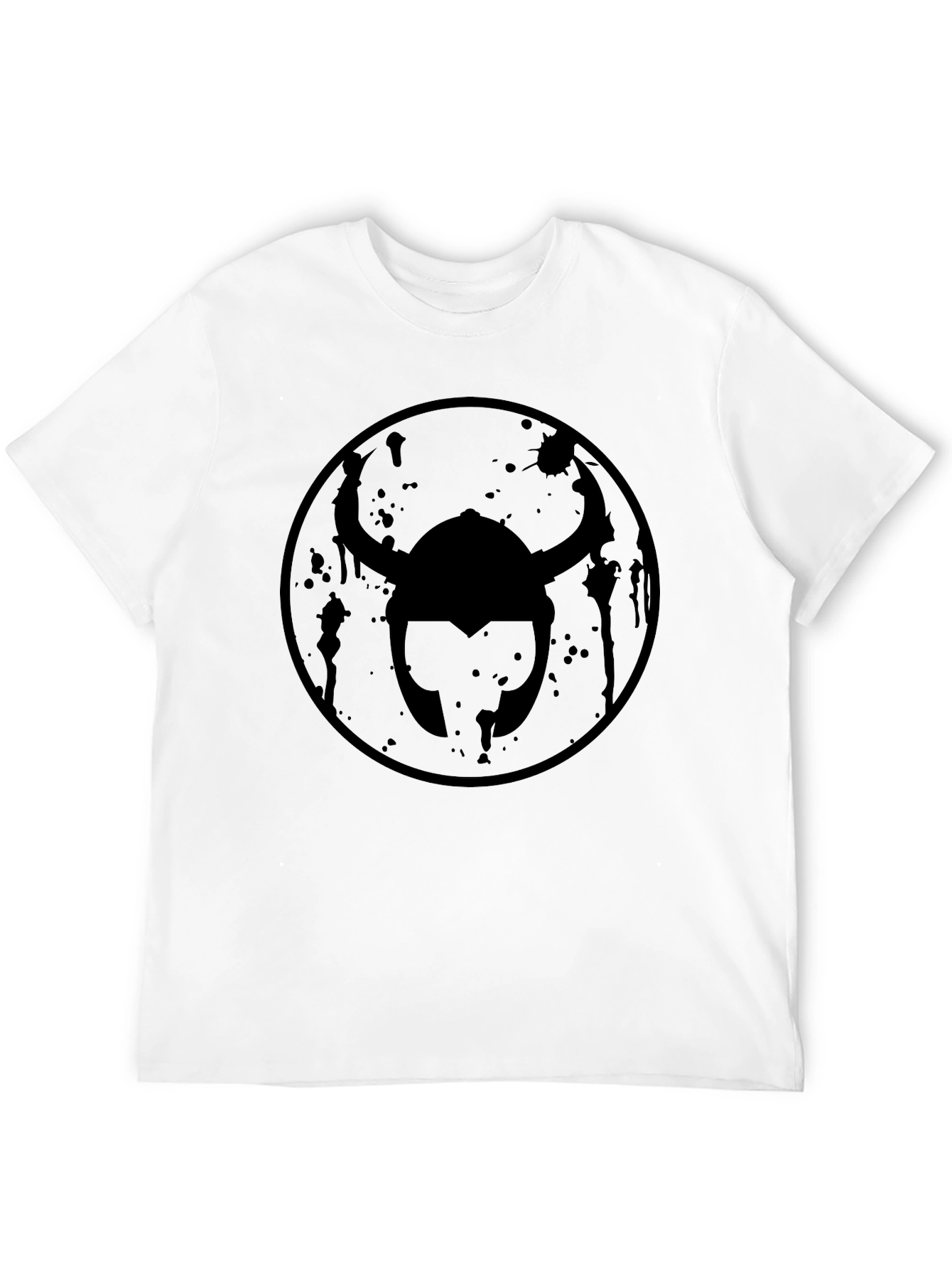 Mens Black Viking Helmet Graphic T-Shirt