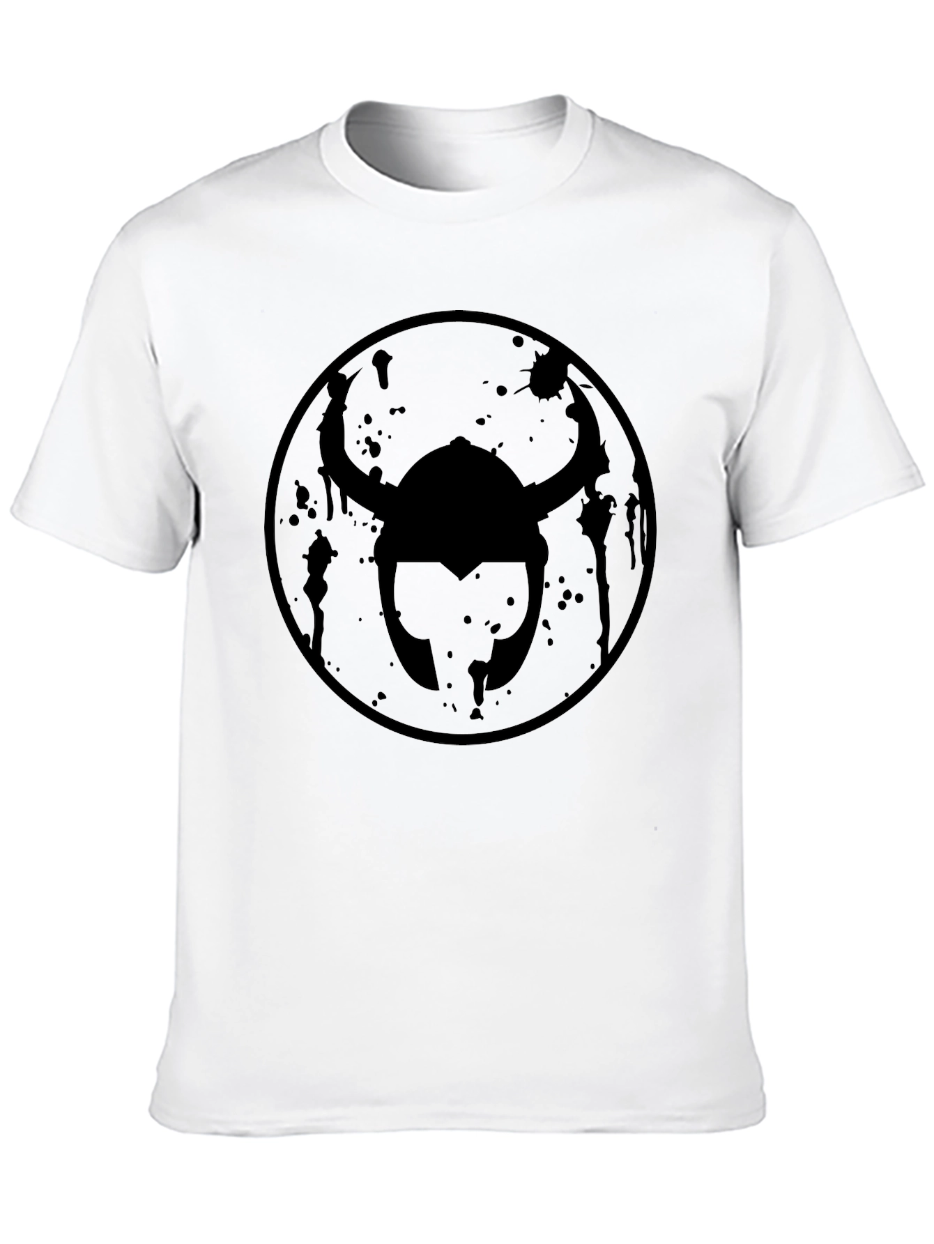 Mens Black Viking Helmet Graphic T-Shirt