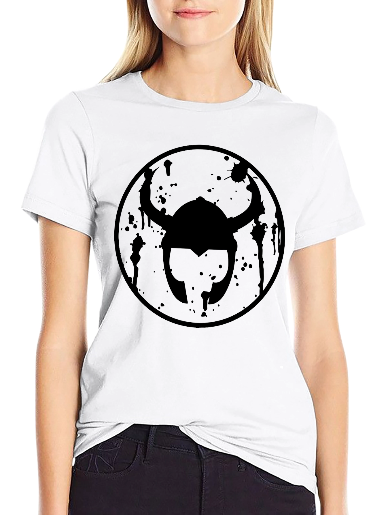 Mens Black Viking Helmet Graphic T-Shirt