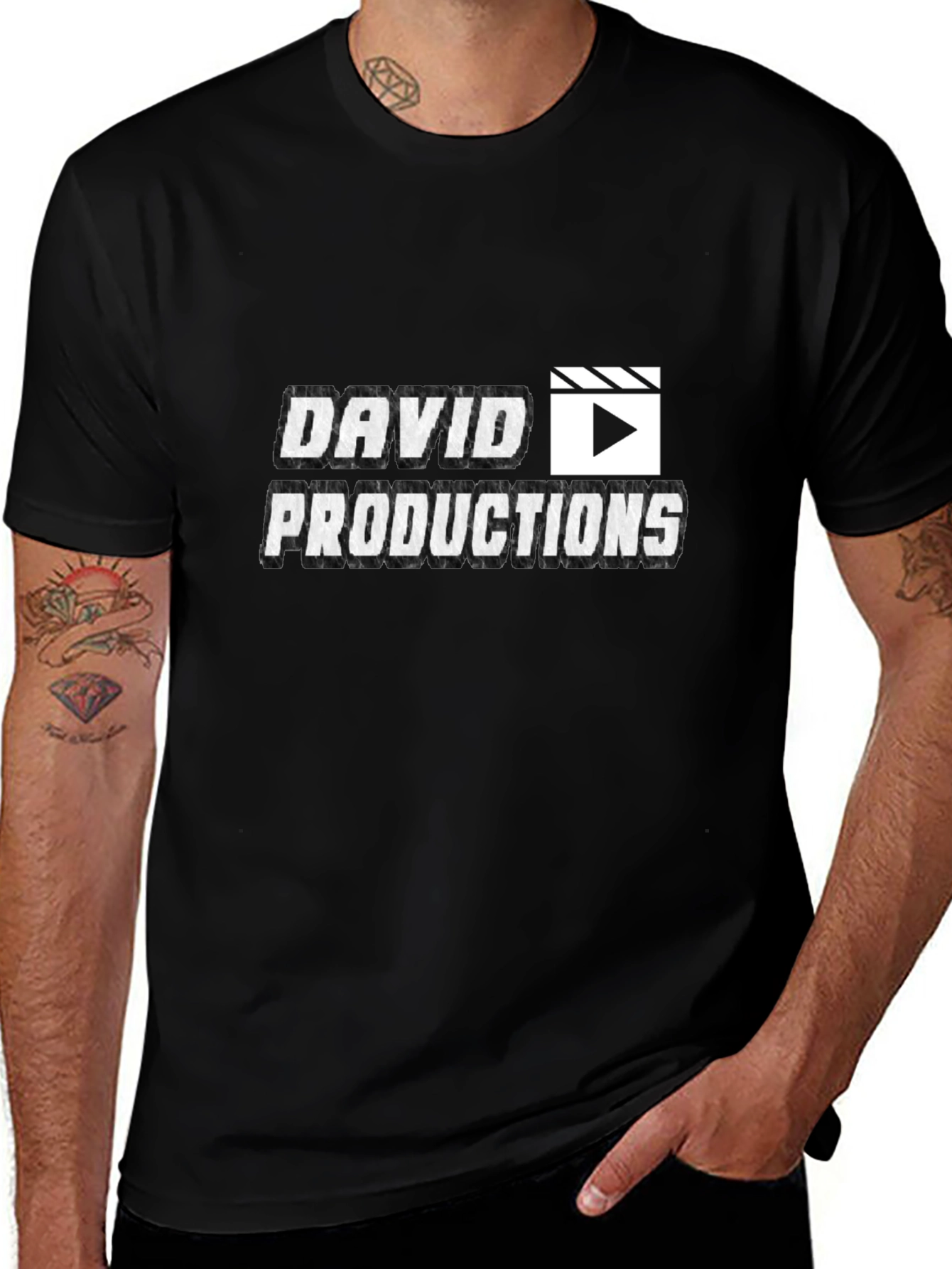 David Productions Black Crew Neck T-Shirt