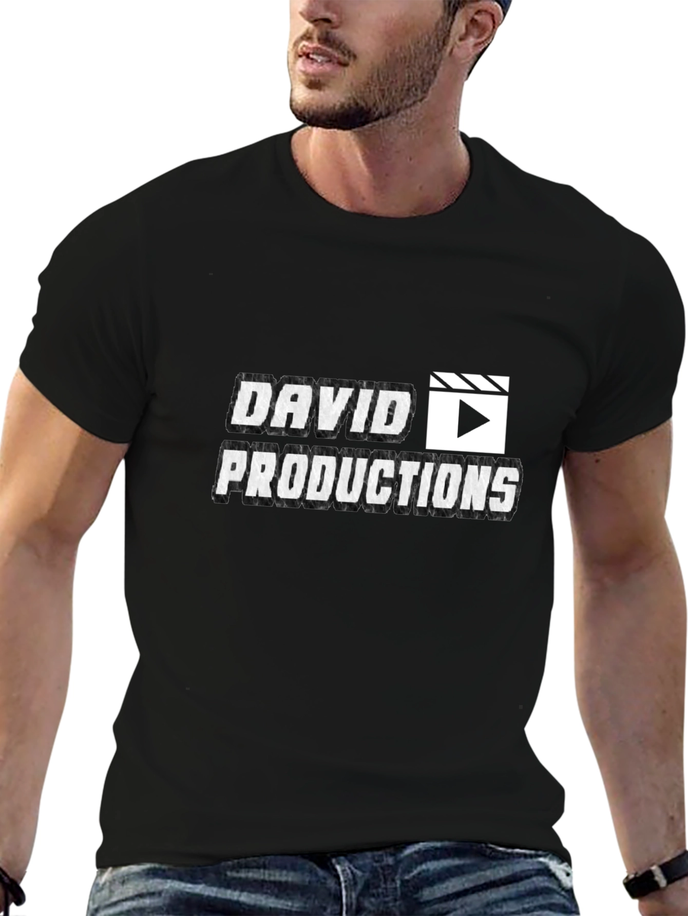 David Productions Black Crew Neck T-Shirt