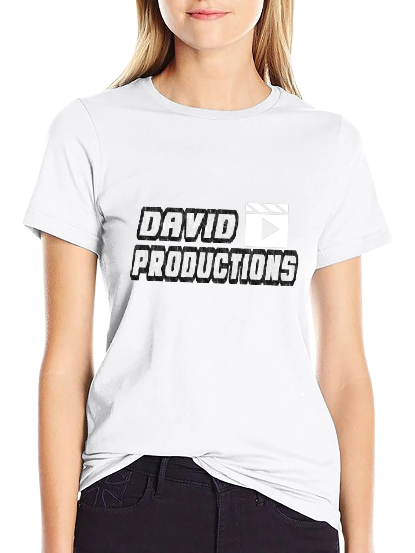 David Productions Black Crew Neck T-Shirt